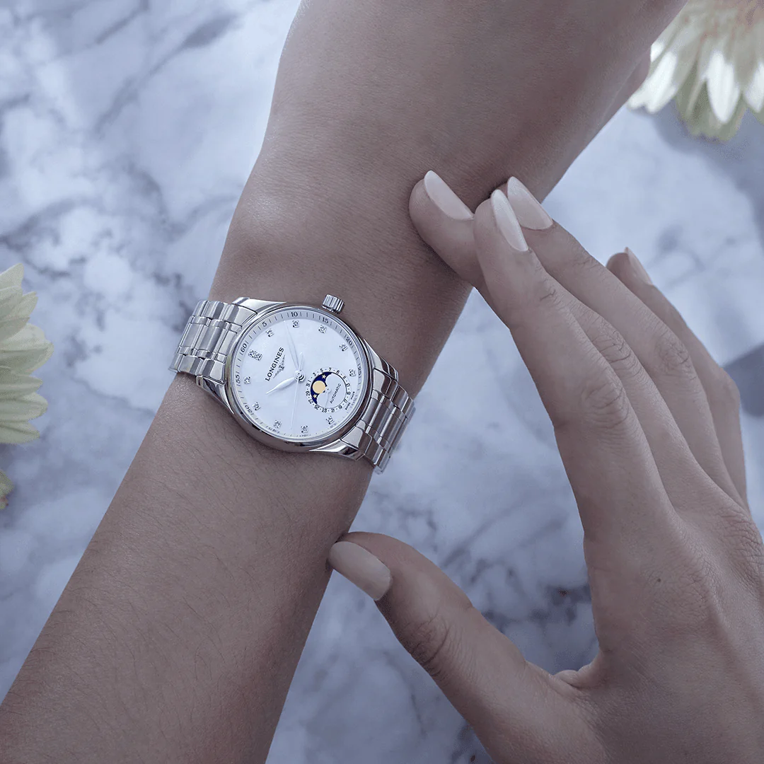 Longines Master Women's Stainless Steel 34mm Automatic Moon Phase Watch L2.409.4.87.6 - Image 2