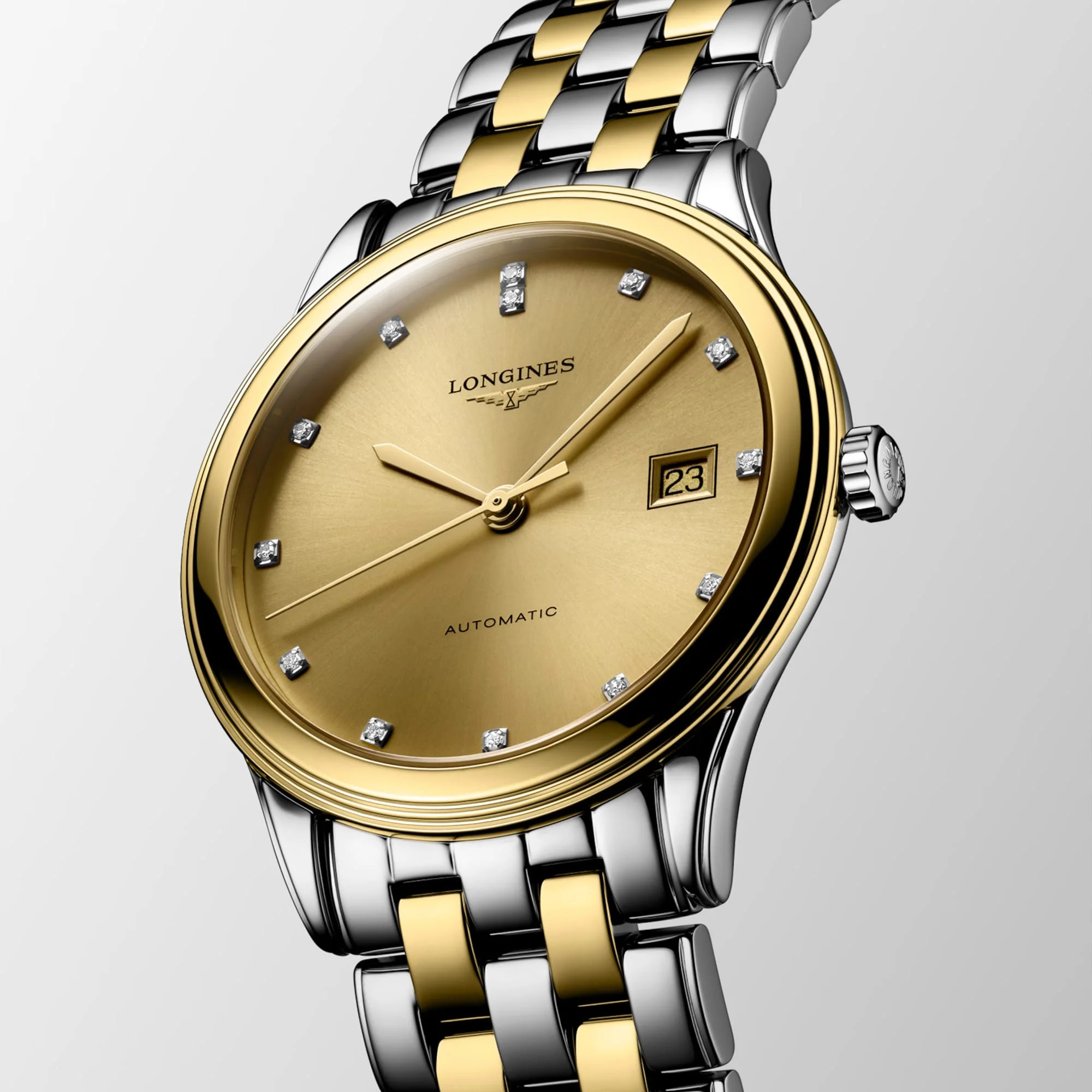 Longines Flagship Men's 38.5mm Stainless Steel & Yellow Plated Two-Tone Automatic Watch L4.974.3.37.7 - Image 3