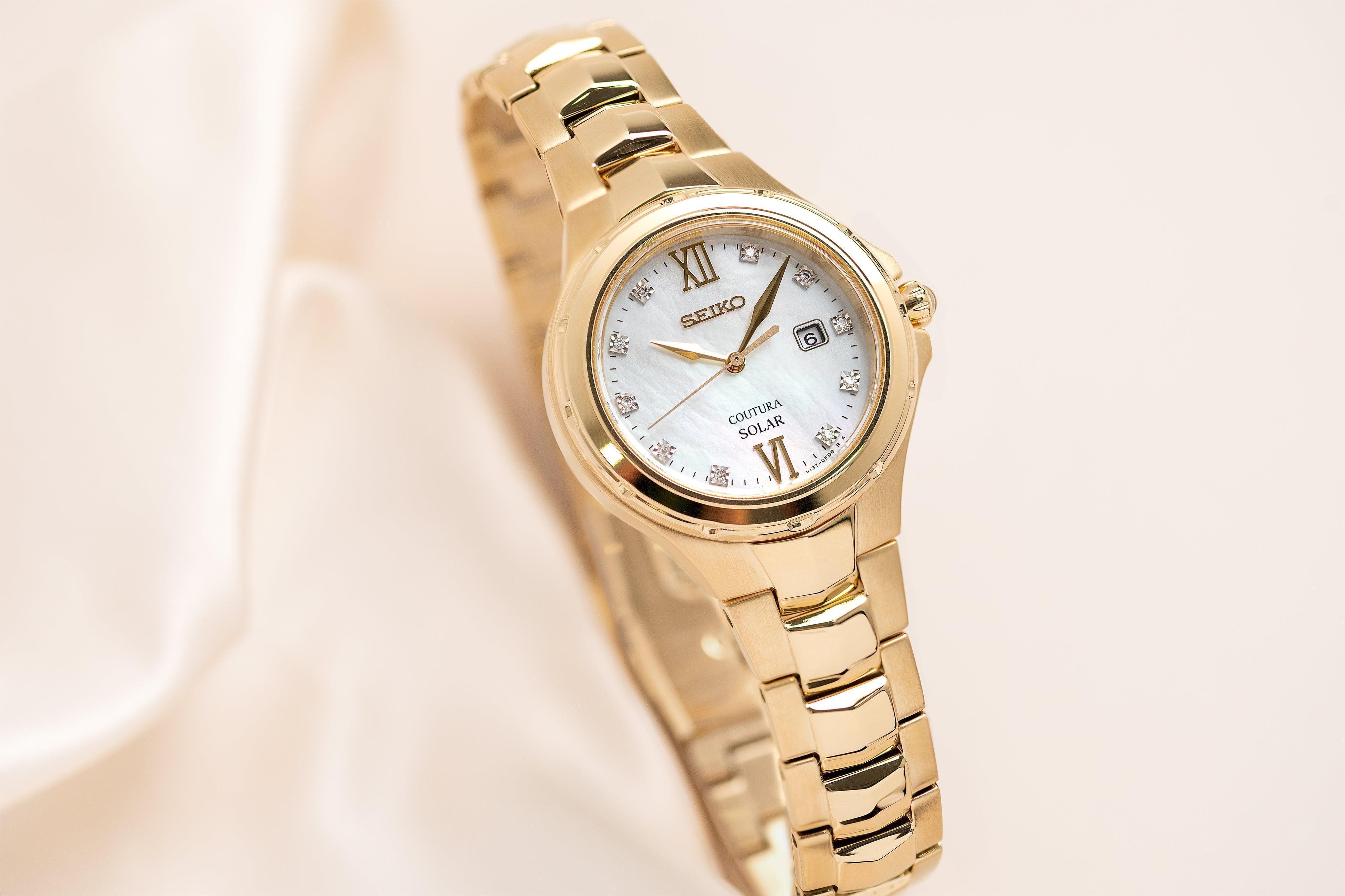Seiko Coutura Women's 29mm Gold PVD Solar Watch SUT310P - Image 3