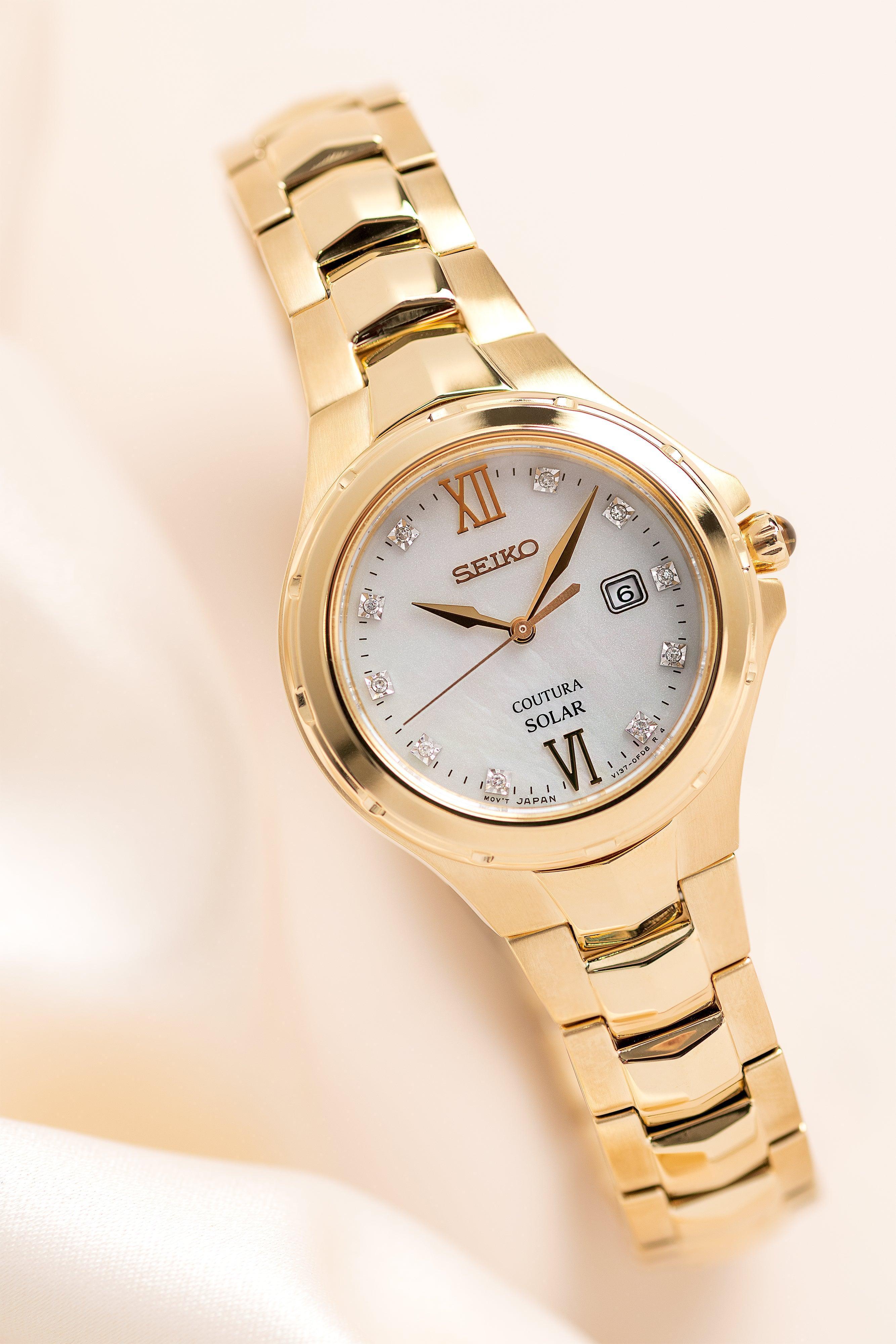 Seiko Coutura Women's 29mm Gold PVD Solar Watch SUT310P - Image 4