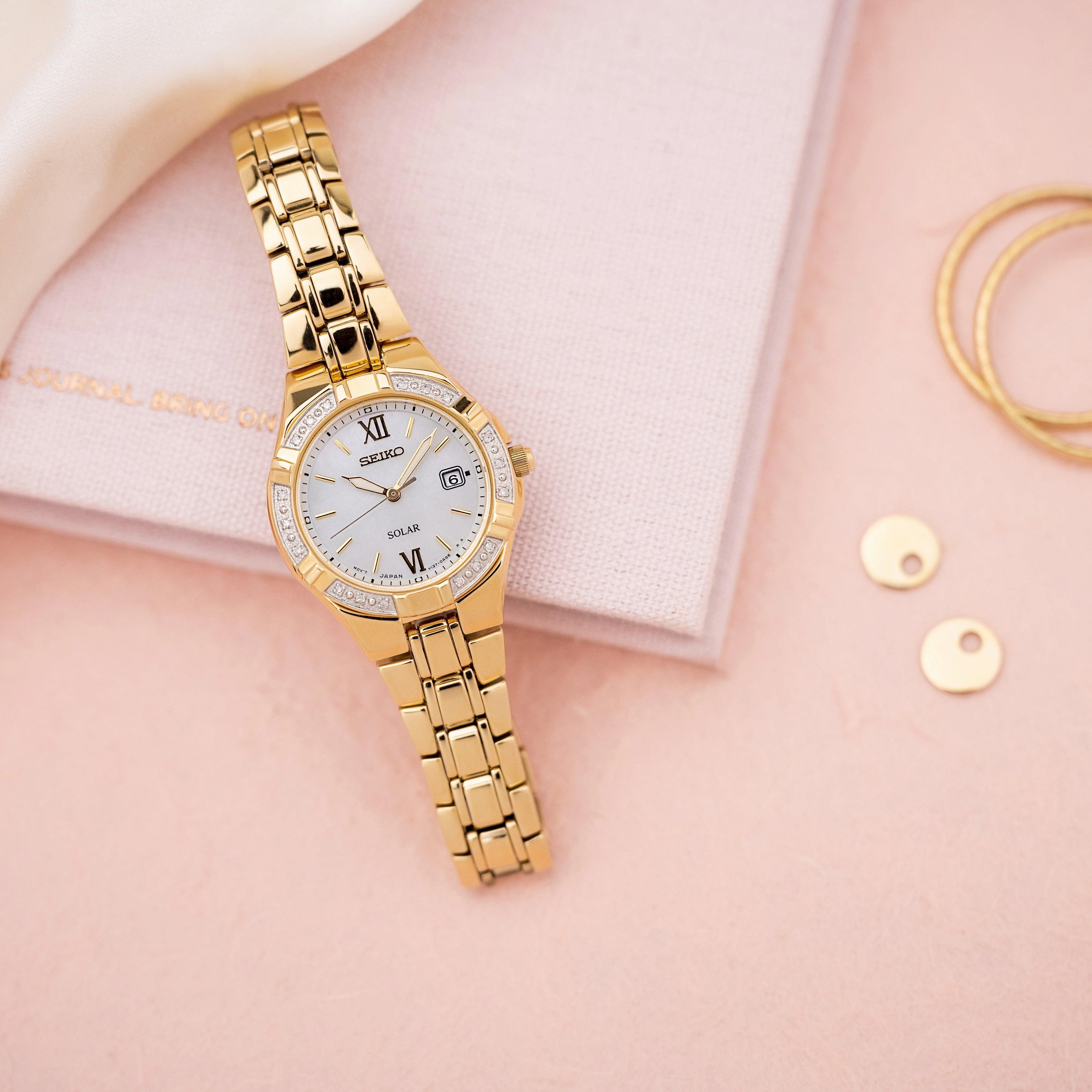 Seiko Conceptual & Regular Women's Gold PVD Solar Watch SUT428P - Image 3