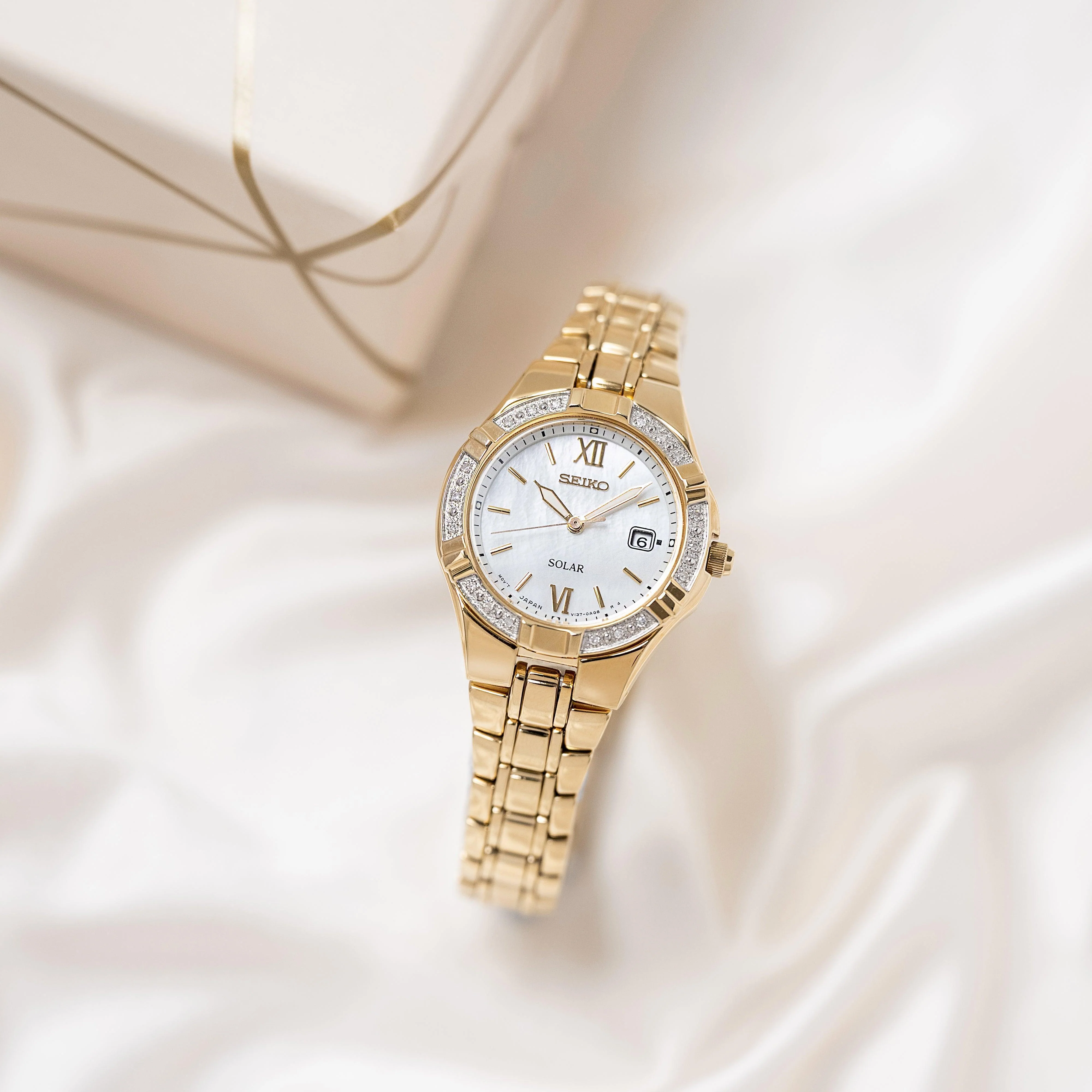 Seiko Conceptual & Regular Women's Gold PVD Solar Watch SUT428P - Image 4