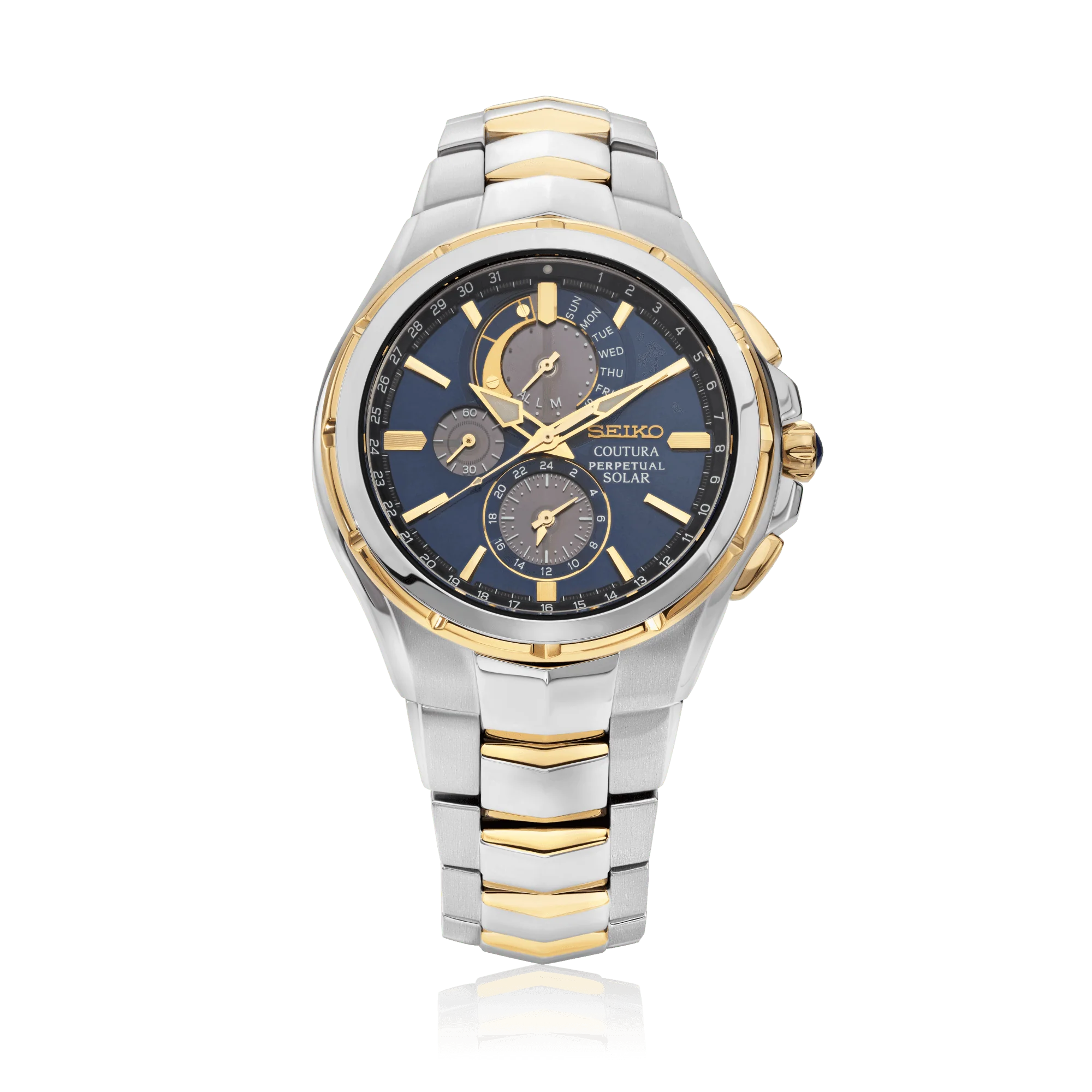 Seiko Coutura Men's 44mm Stainless Steel & Yellow IP Solar Perpetual Watch SSC798P1
