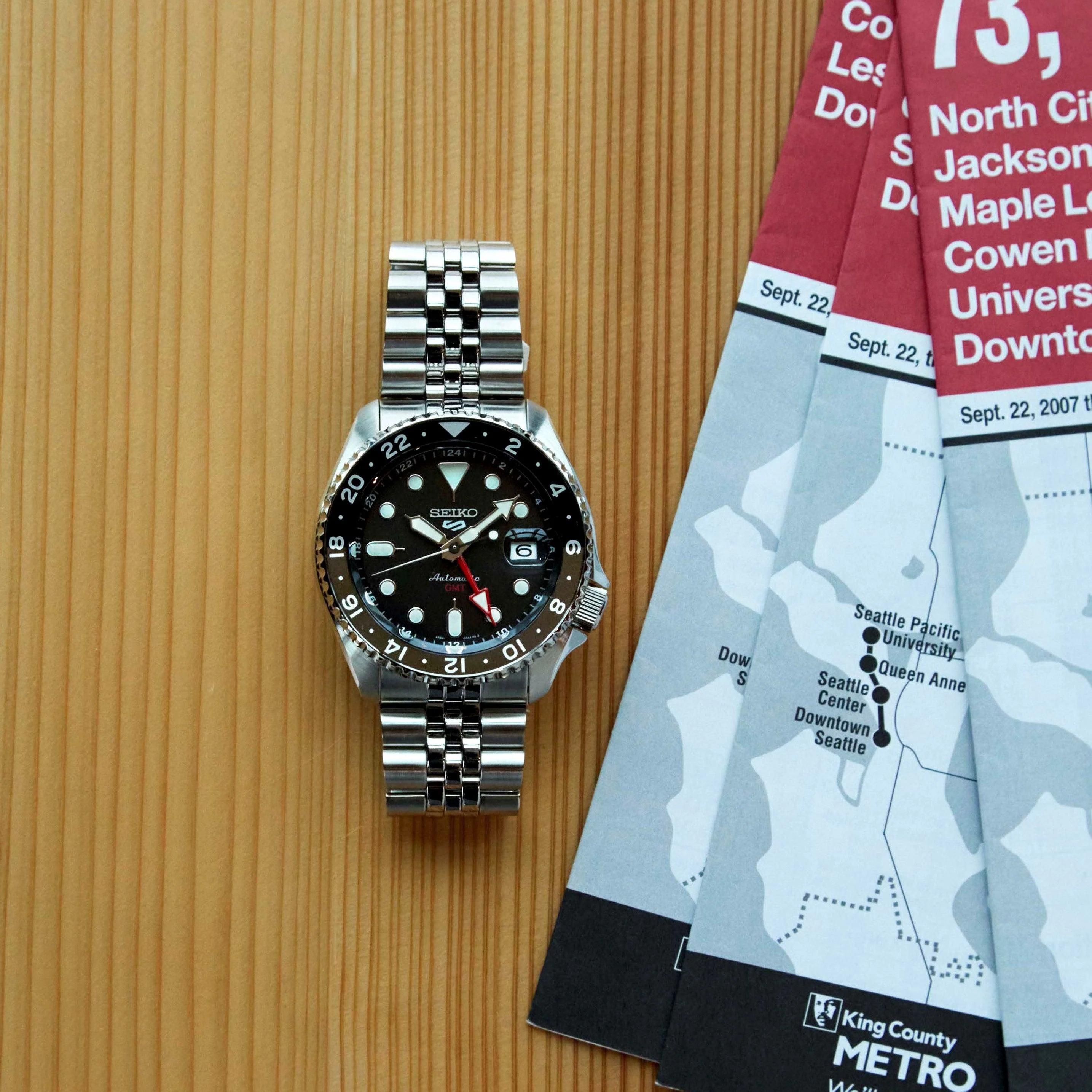 Seiko 5 Sports GMT Men's 42.50mm Stainless Steel Automatic Watch SSK001K - Image 3