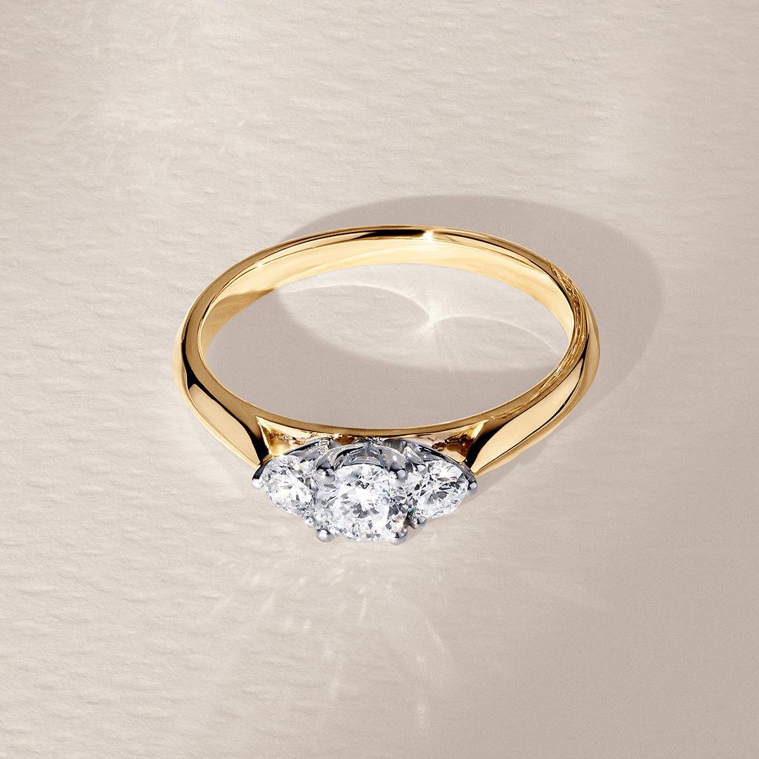 0.50ct TW Round Brilliant Cut Three Stone Diamond Engagement Ring in 18ct Yellow and White Gold - Image 3