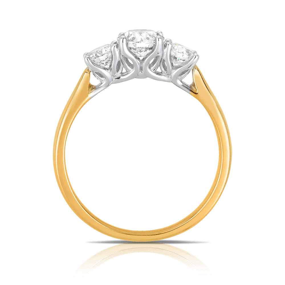 1.00ct TW Round Brilliant Cut Diamond Three Stone Engagement Ring in 18ct Yellow Gold - Image 5