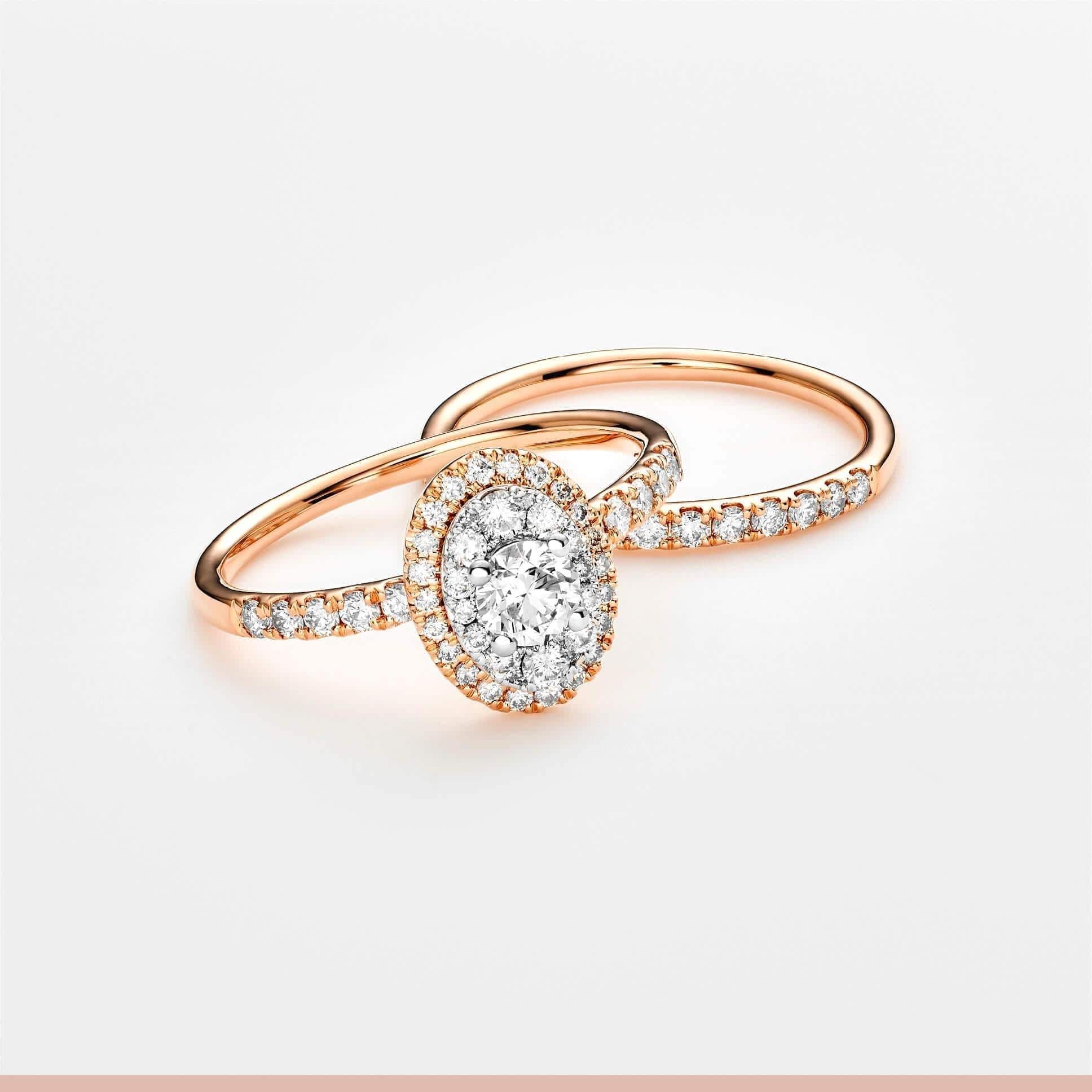1.00ct TW Diamond Halo Engagement & Wedding Bridal Set in 9ct White & Rose Gold - Image 3