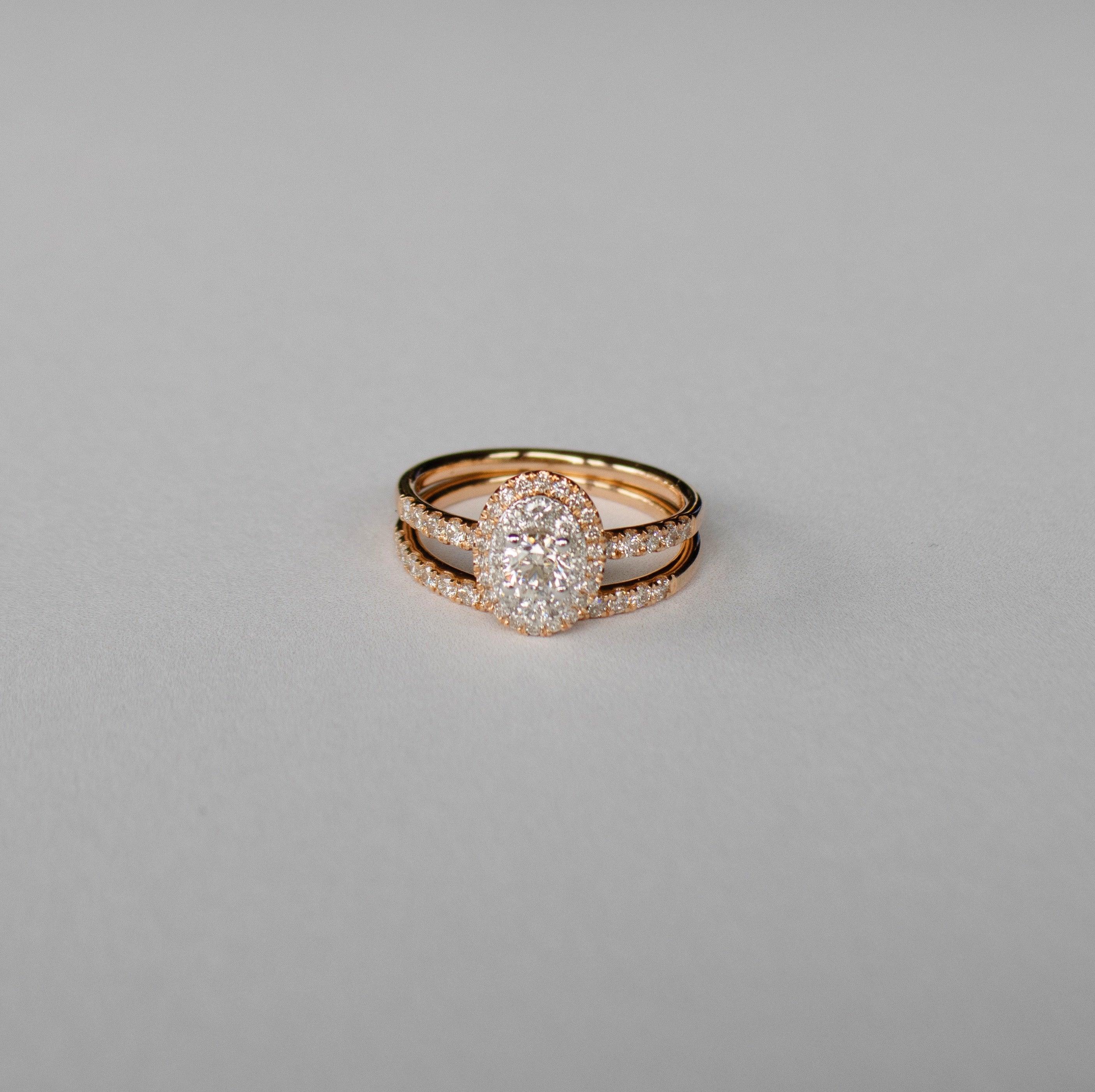1.00ct TW Diamond Halo Engagement & Wedding Bridal Set in 9ct White & Rose Gold - Image 4