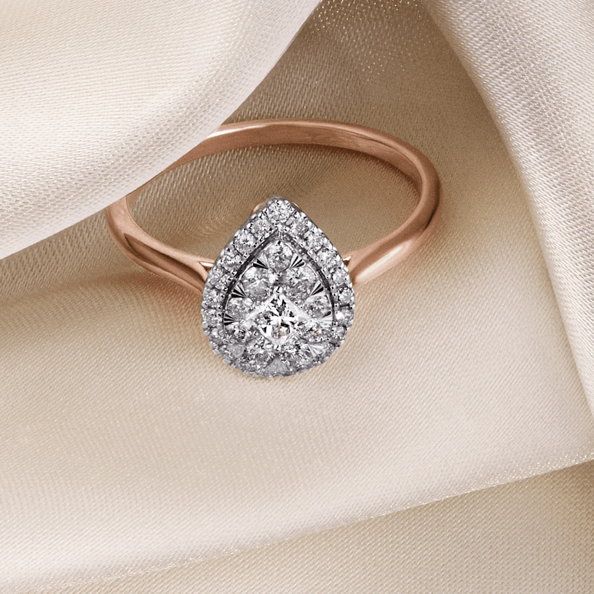 0.50ct TW Diamond Pear Halo Engagement Ring in 9ct Rose and White Gold - Image 4