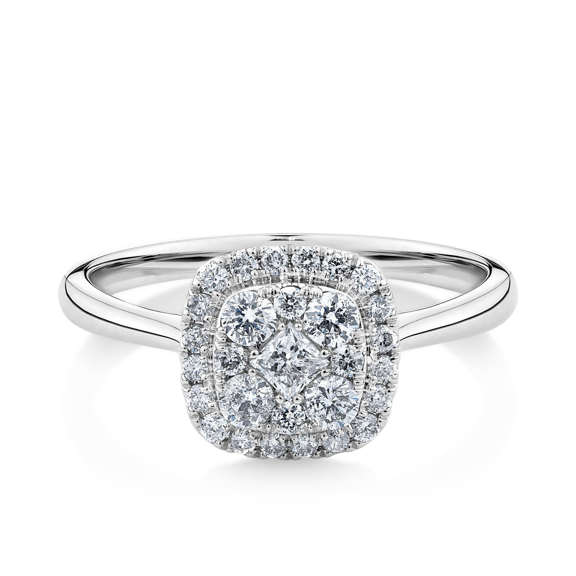 0.50ct TW Diamond Square Halo Engagement Ring in 9ct White Gold - Image 2