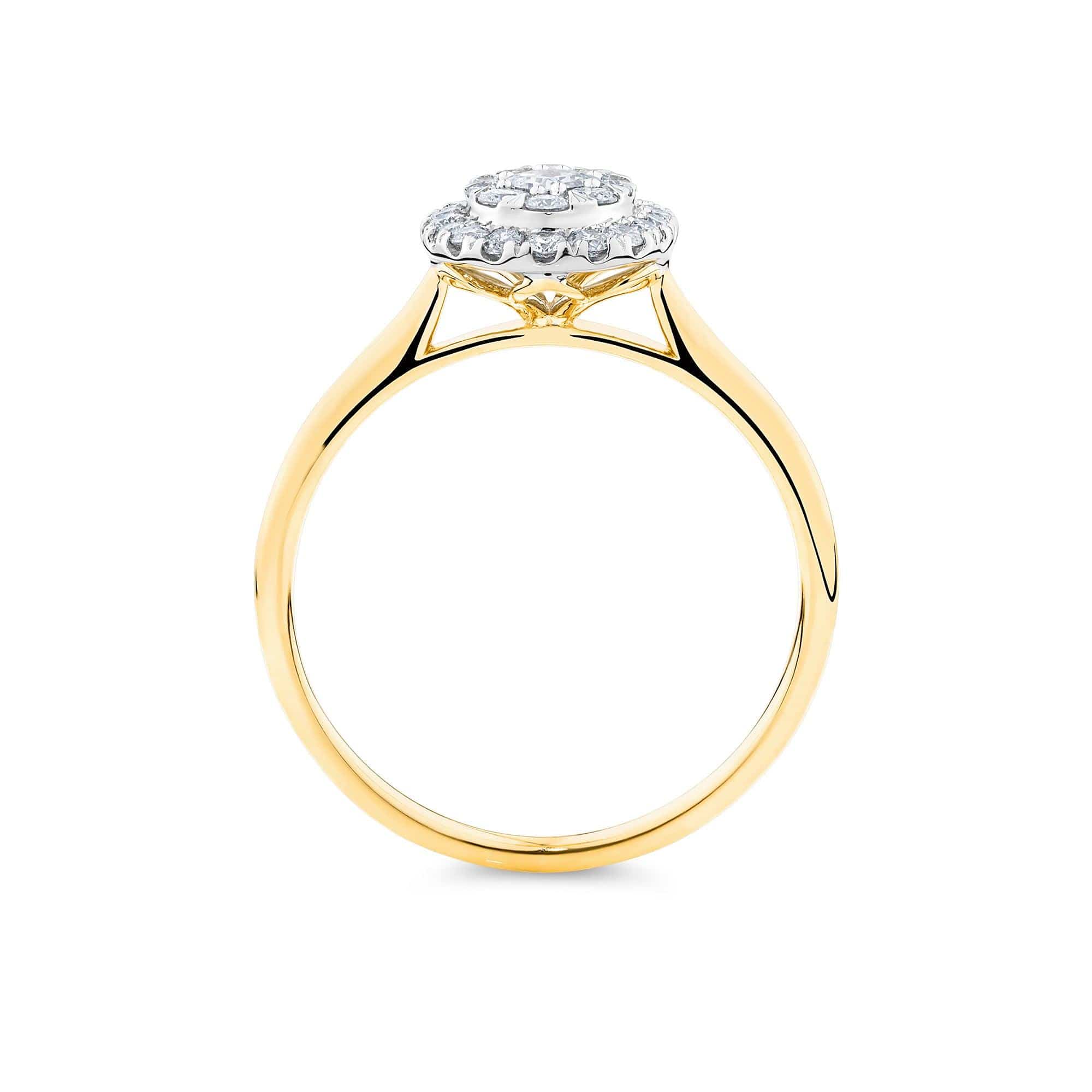 0.50ct TW Diamond Oval Halo Engagement Ring in 9ct Yellow and White Gold - Image 4