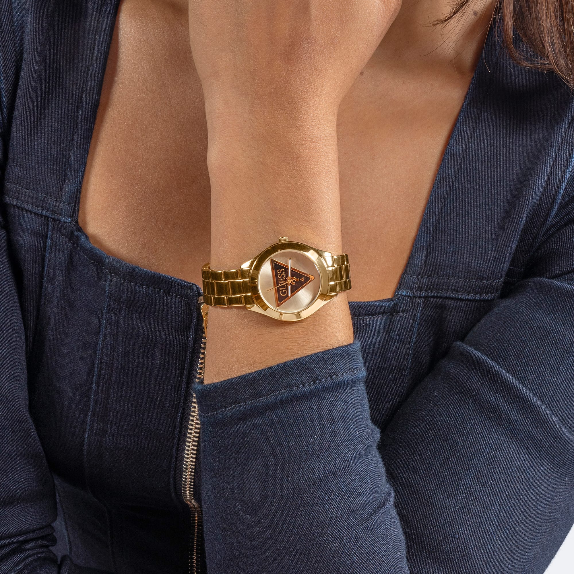 Guess Women's 34mm Gold Tri Plaque Quartz Watch GW0675L2 - Image 8
