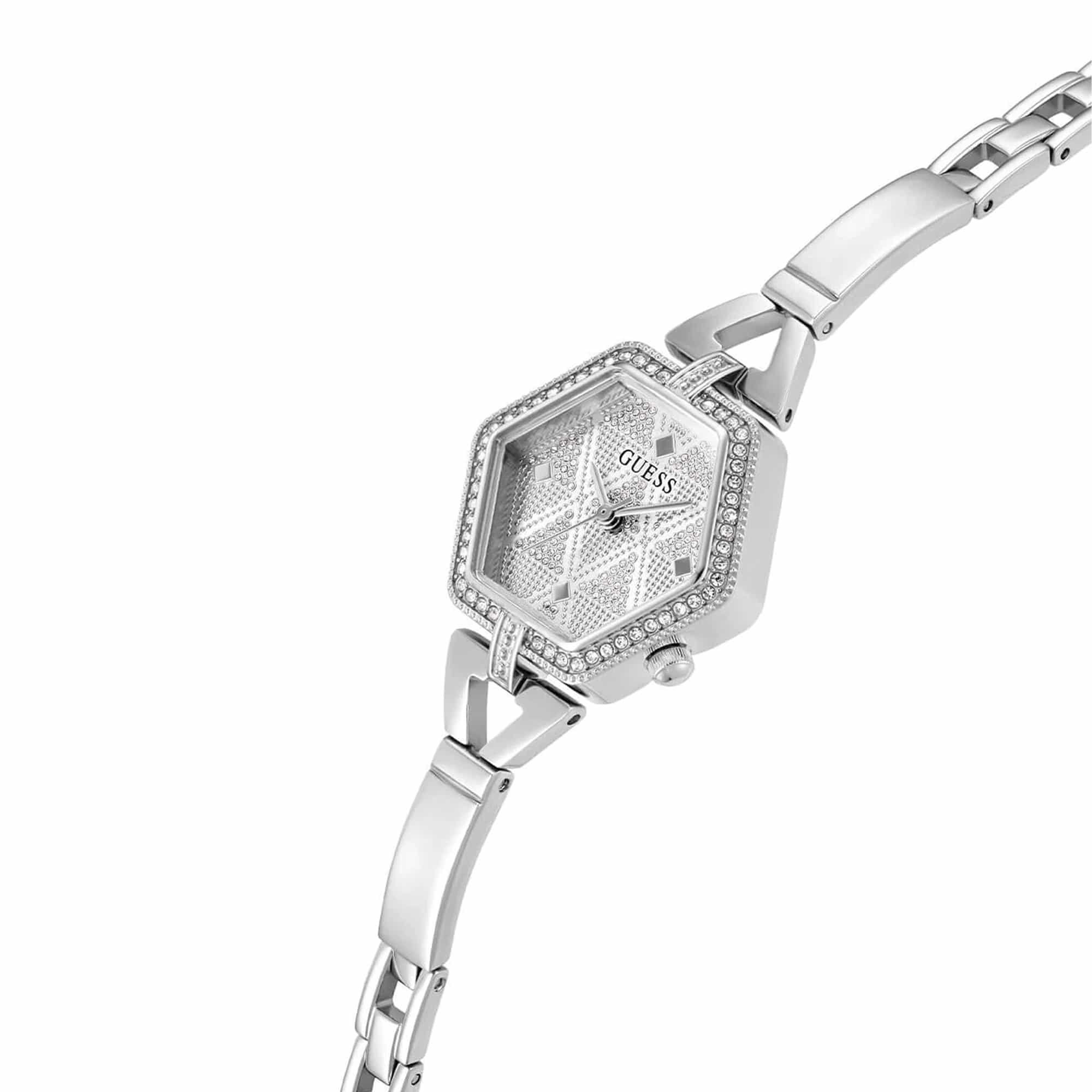 Guess Women's 28mm Silver Audrey Glitz Hexagonal Quartz Watch GW0680L1 - Image 5