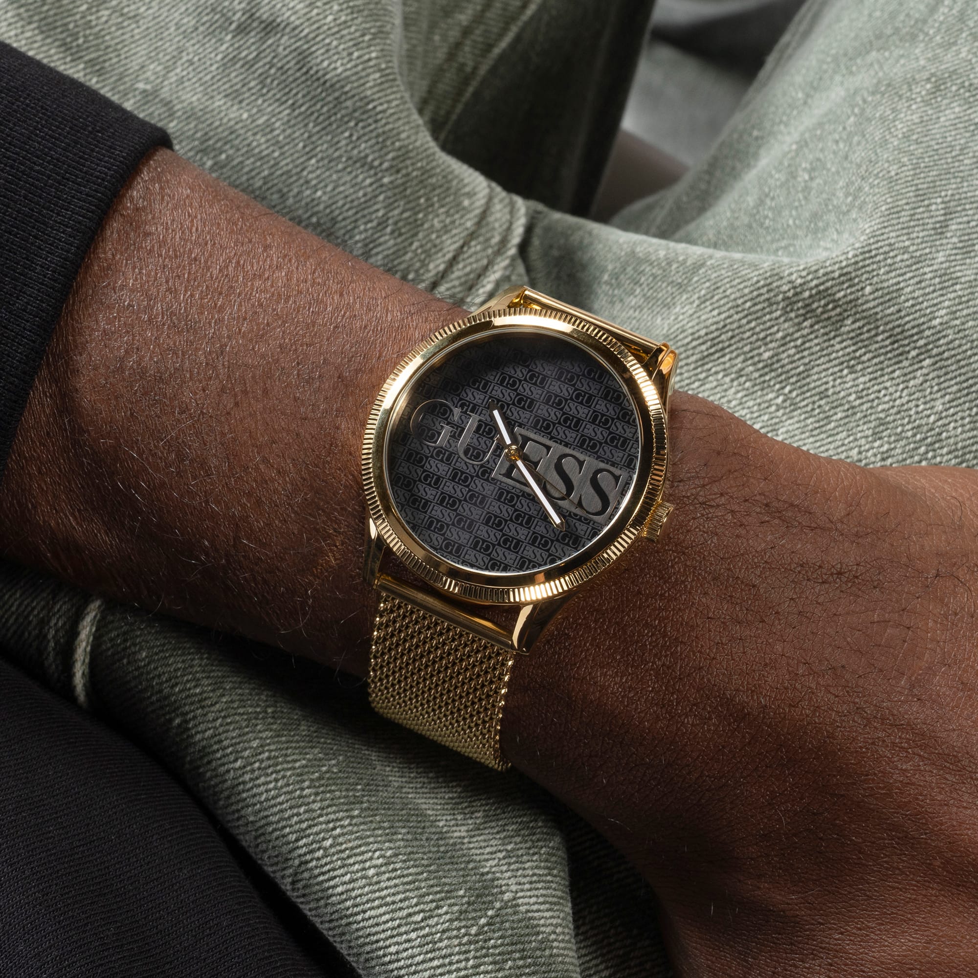 Guess Men's 44mm Gold Reputation Black Logo Quartz Watch GW0710G2 - Image 2