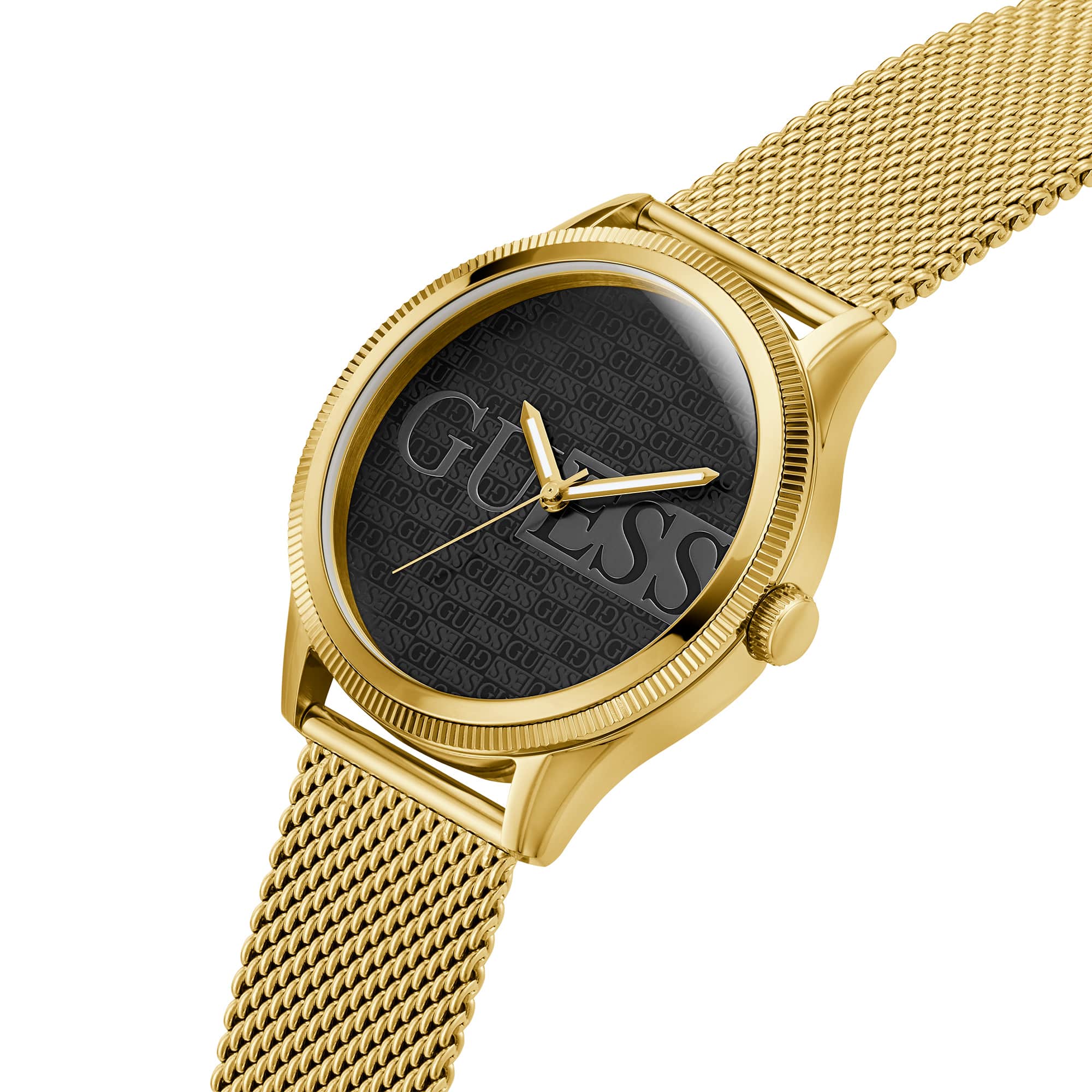 Guess Men's 44mm Gold Reputation Black Logo Quartz Watch GW0710G2 - Image 5