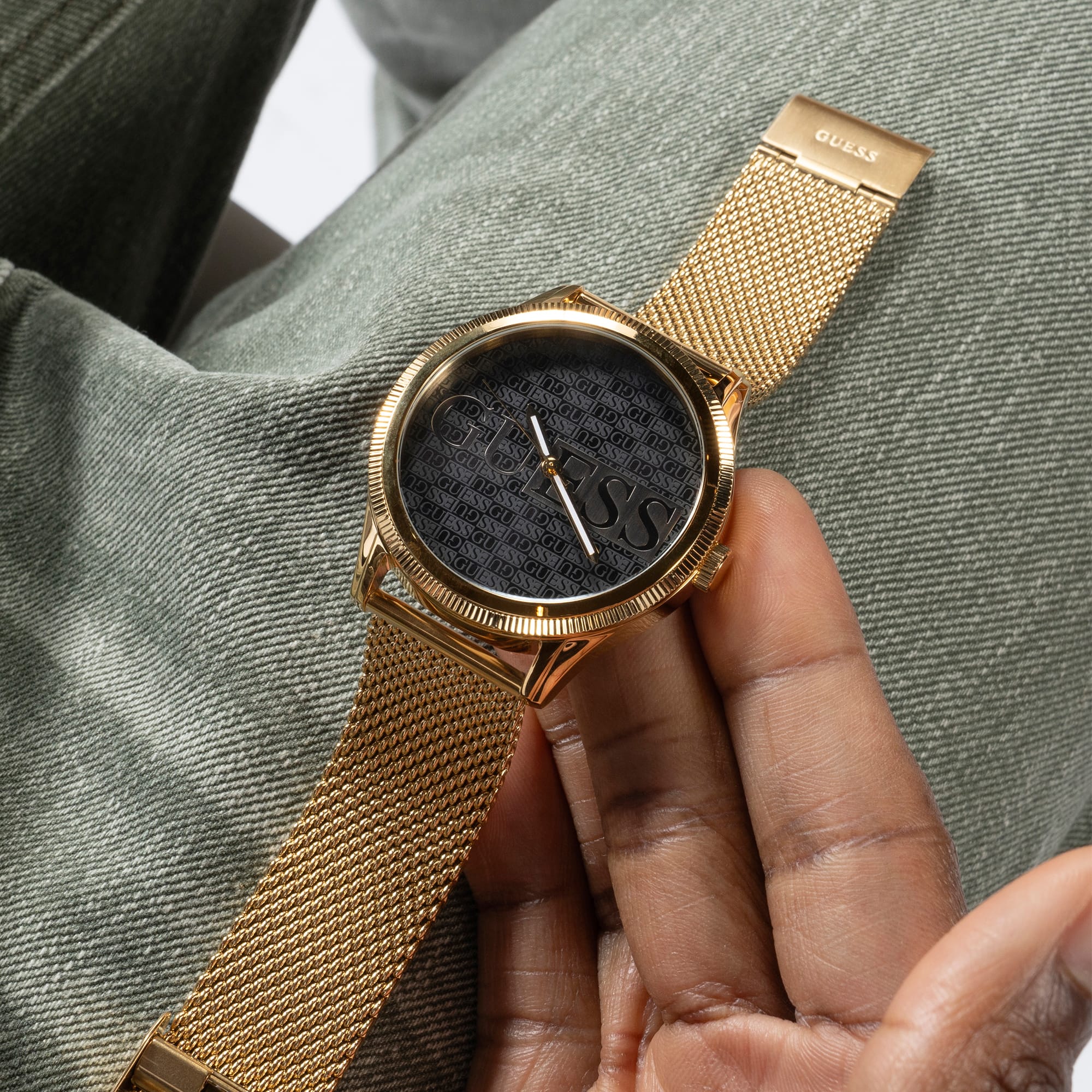 Guess Men's 44mm Gold Reputation Black Logo Quartz Watch GW0710G2 - Image 8