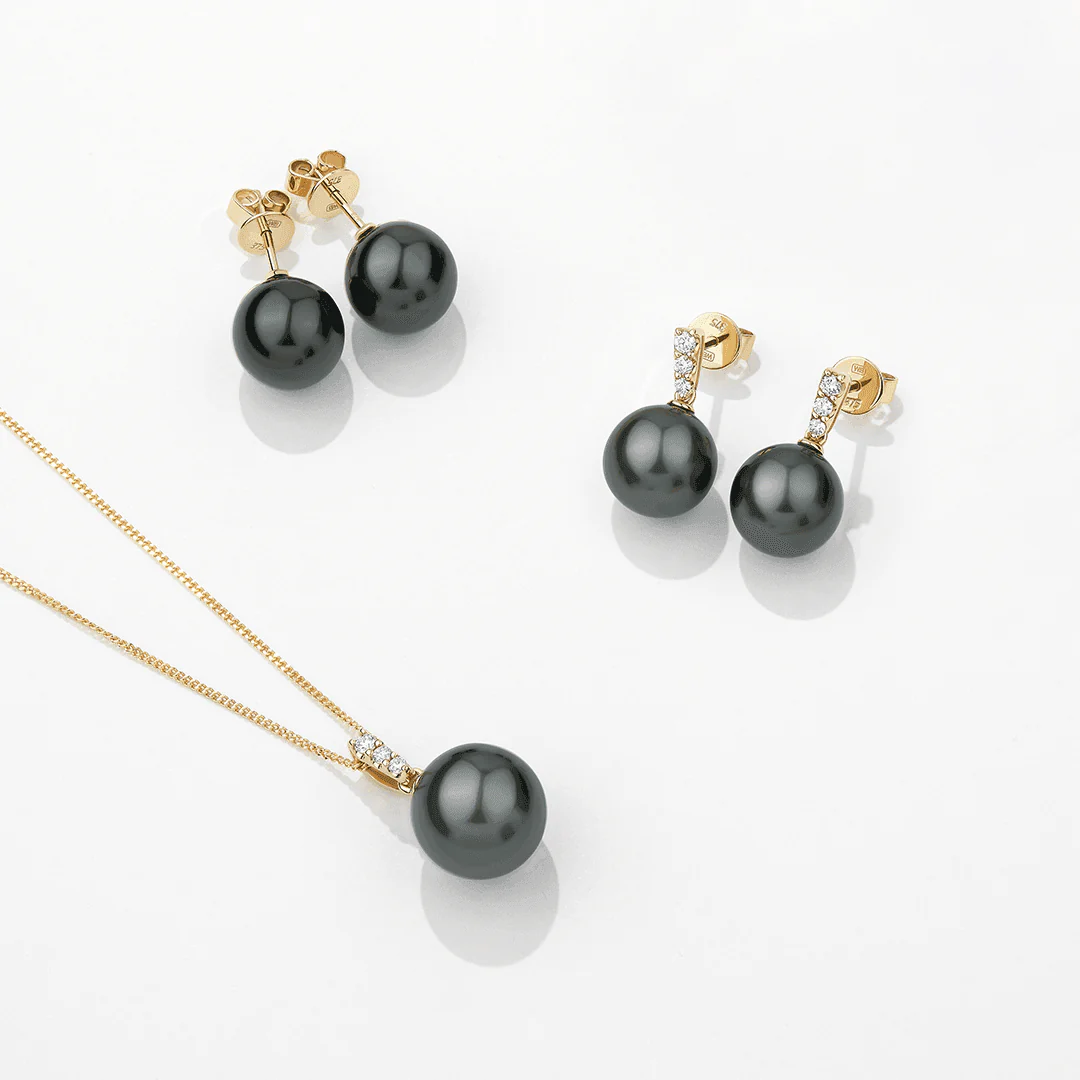 Tahitian Pearl & Diamond Bail Pendant in 9ct Yellow Gold - Image 2