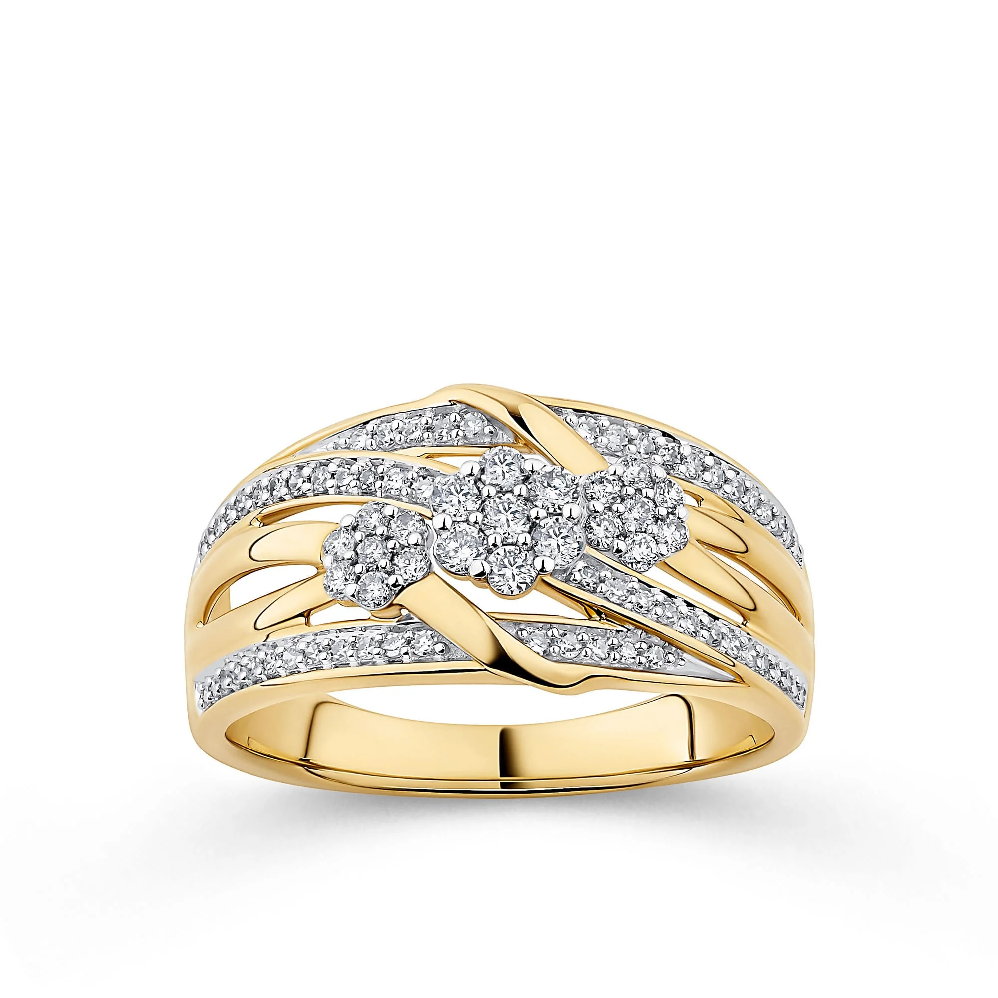0.34ct TDW Diamond Cluster Ring in 9ct Yellow Gold