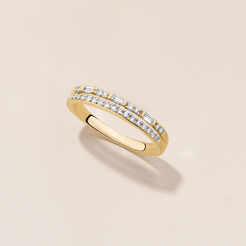 Diamond Baguette Dress Ring in 9ct Yellow Gold - Image 2