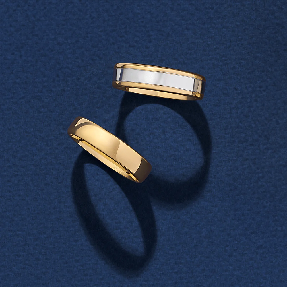 Ezi Pattern Wedding Ring in 9ct White and Yellow Gold - Image 3
