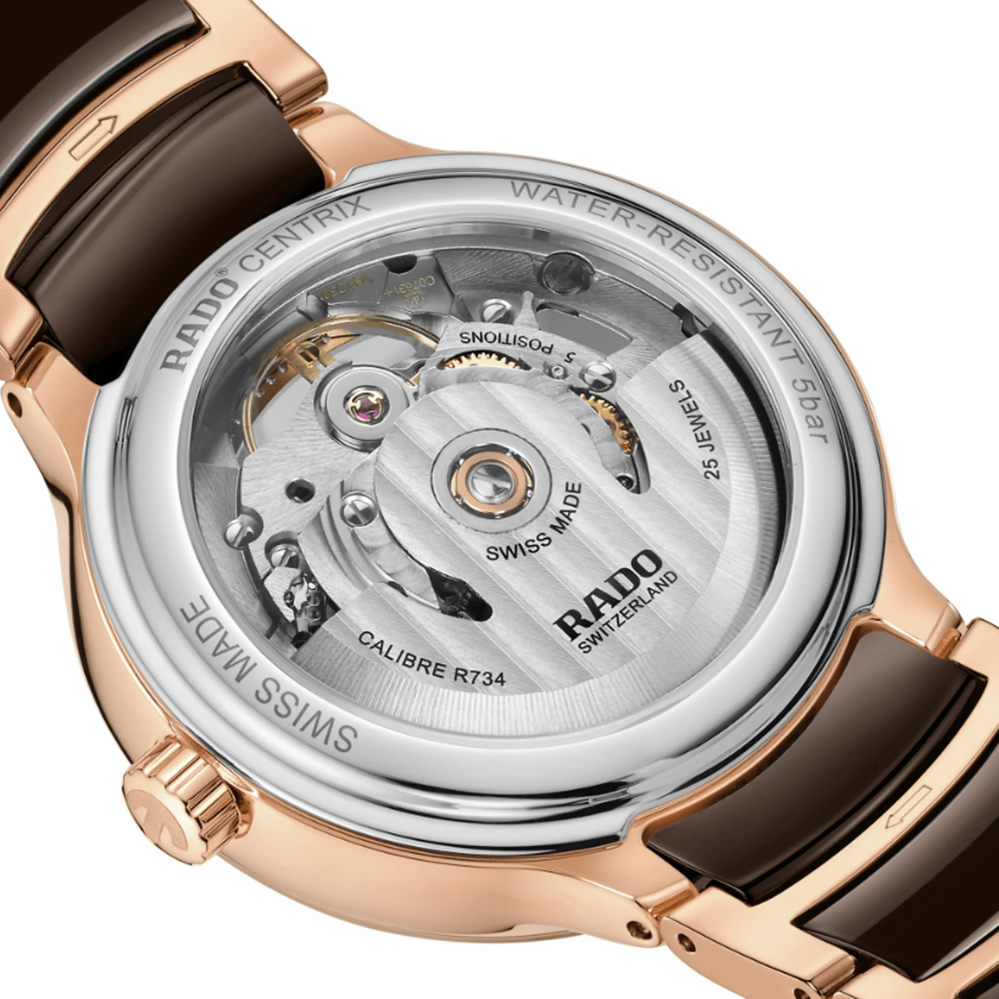 Rado Centrix Women's 35mm Ceramic & Rose PVD Automatic Watch R30 029 902 - Image 3