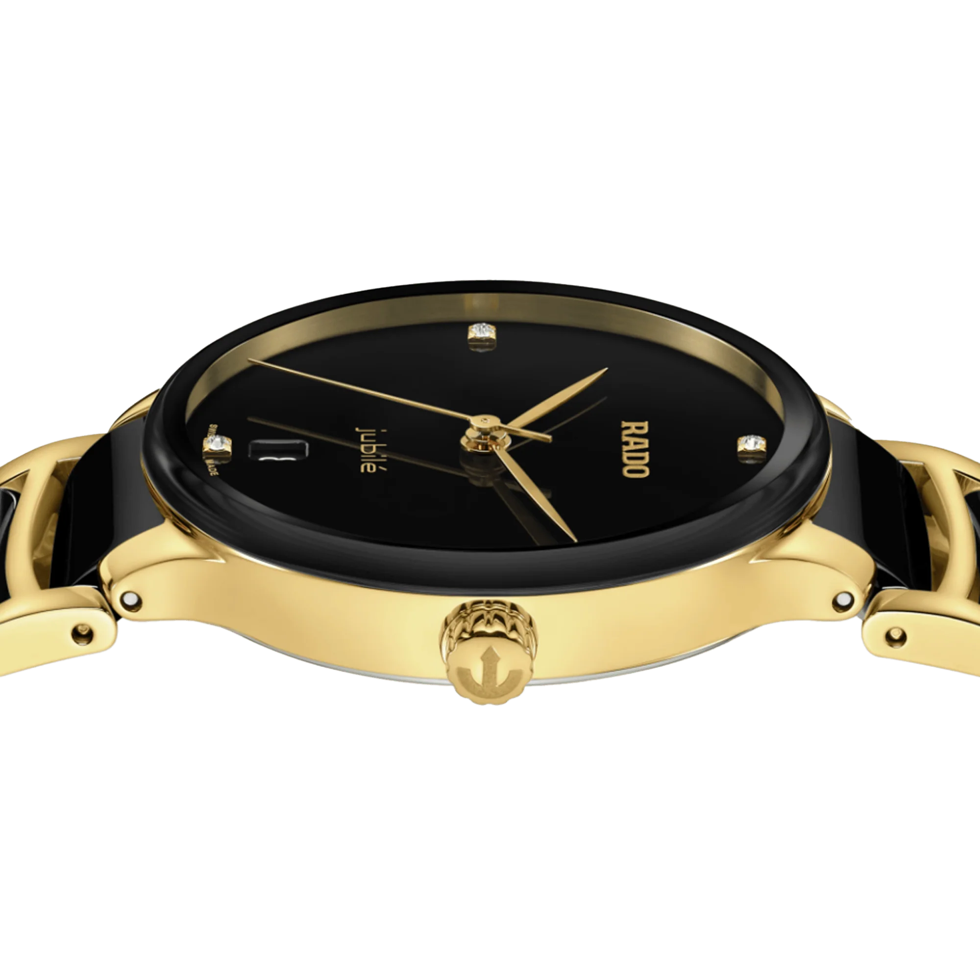 Rado Centrix Women's 35mm Ceramic & Yellow PVD Quartz Watch R30 039 712 - Image 3