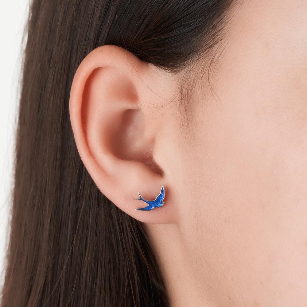 Bluebird of Happiness Children's Stud Earrings in Sterling Silver - Image 2