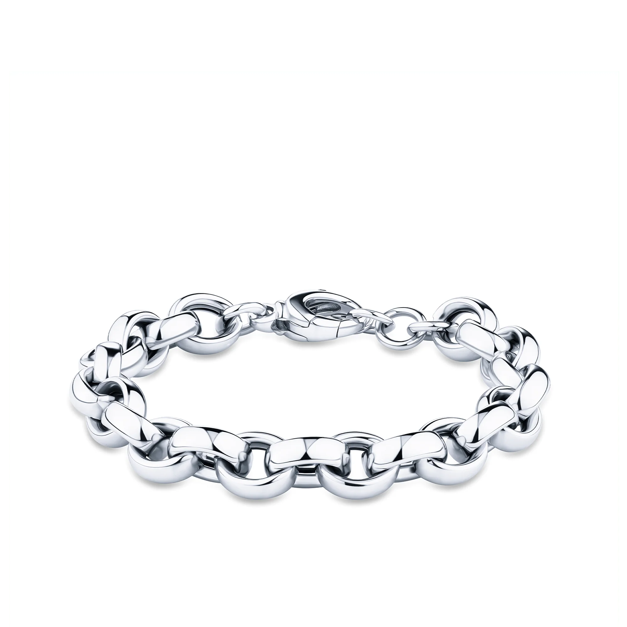 Hollow Chunky Medium Link Bracelet in Sterling Silver