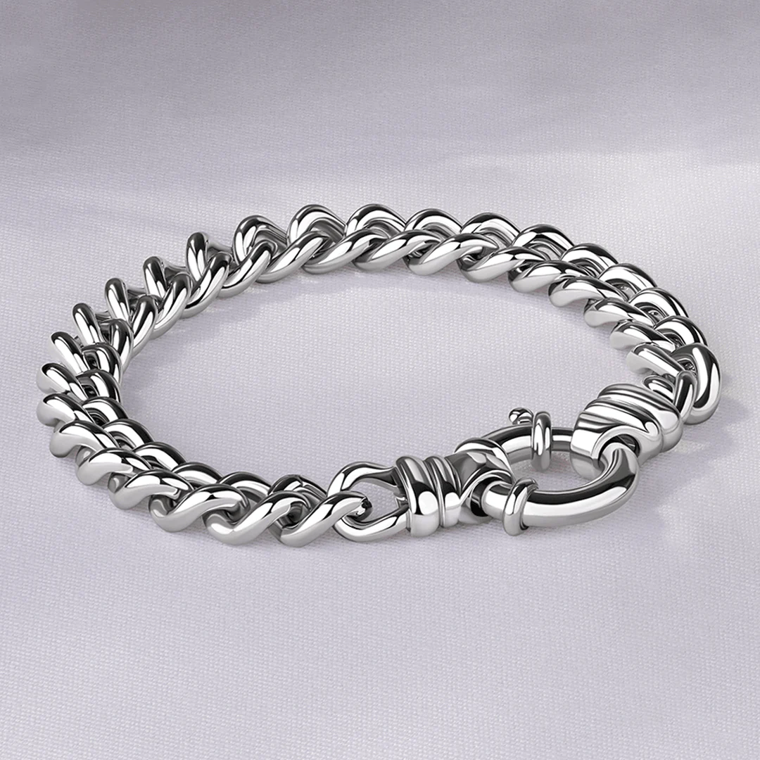19cm Euro Bolt Curb Link Bracelet in Sterling Silver - Image 2