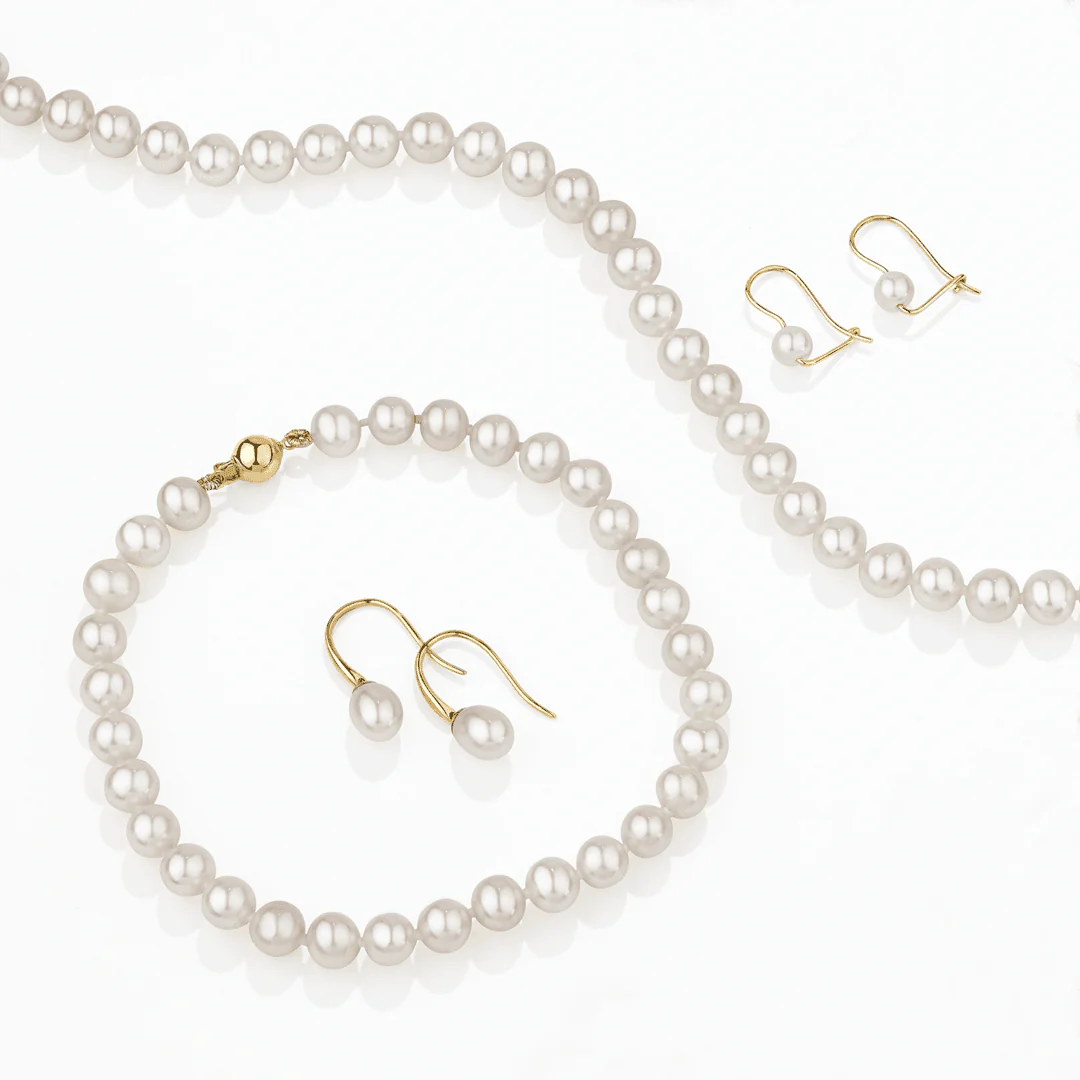 6mm Freshwater Pearl Bracelet with 9ct Yellow Gold Clasp - Image 2