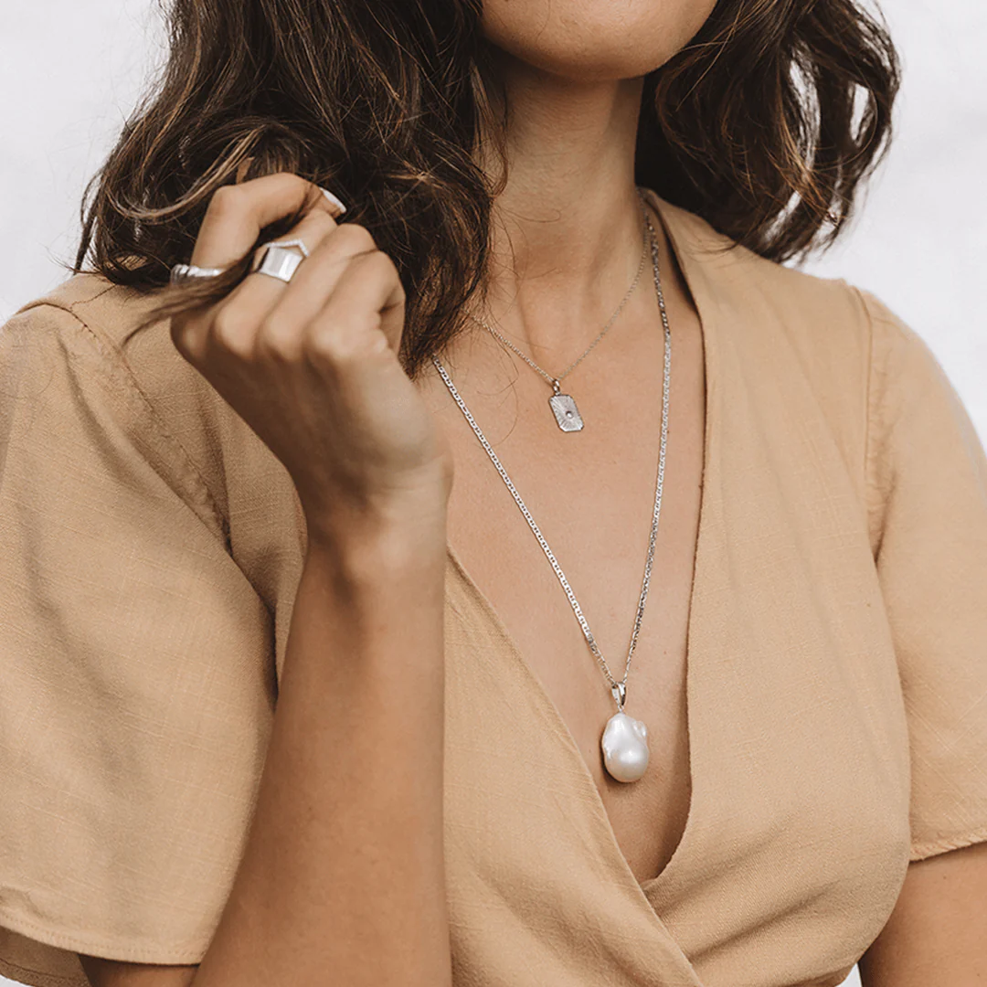 Freshwater Pearl Baroque Drop Pendant in Sterling Silver - Image 3
