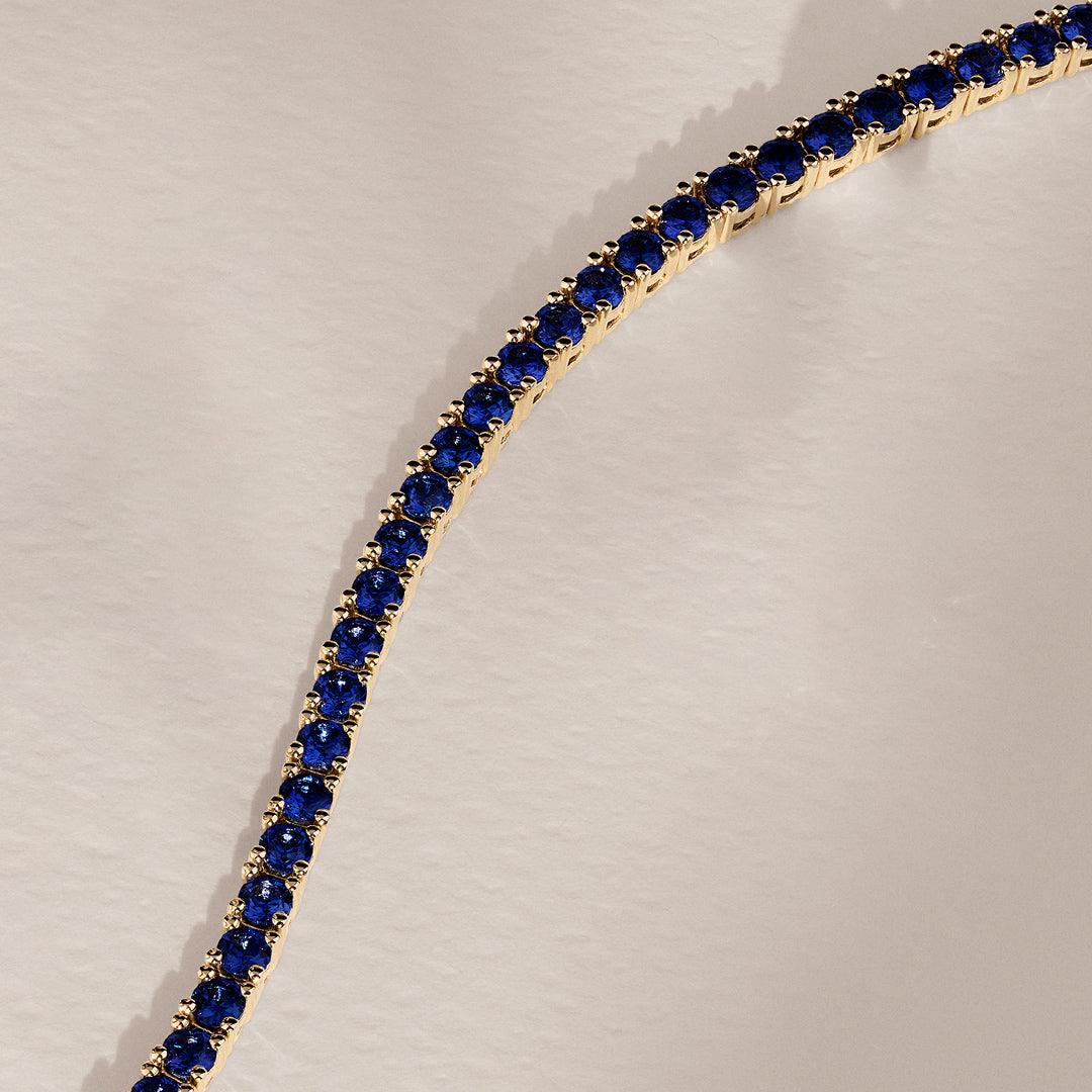 Created Sapphire Tennis Bracelet in 9ct Yellow Gold - Image 3