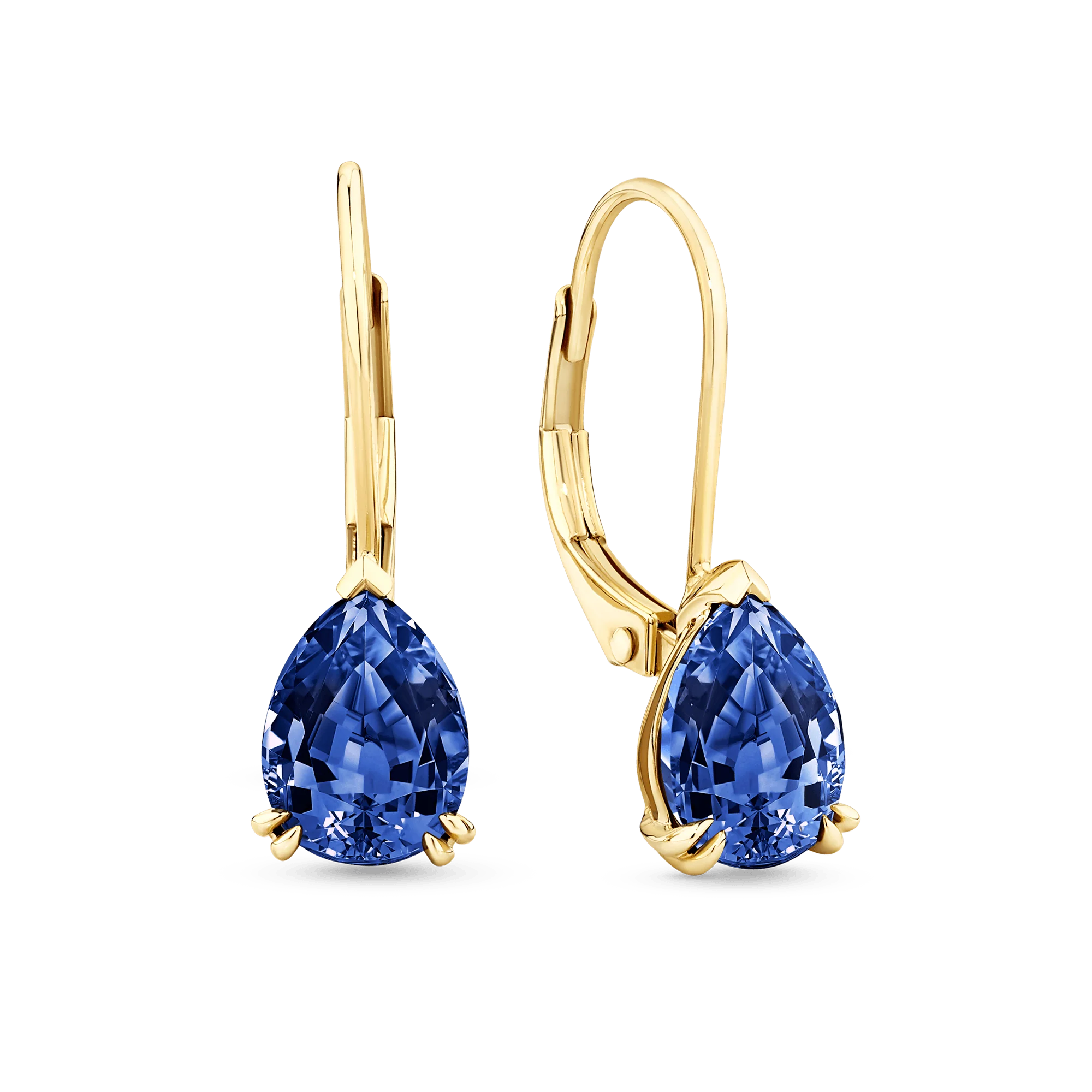 2.90ct TW Created Sapphire Pear Drop Earrings in 9ct Yellow Gold