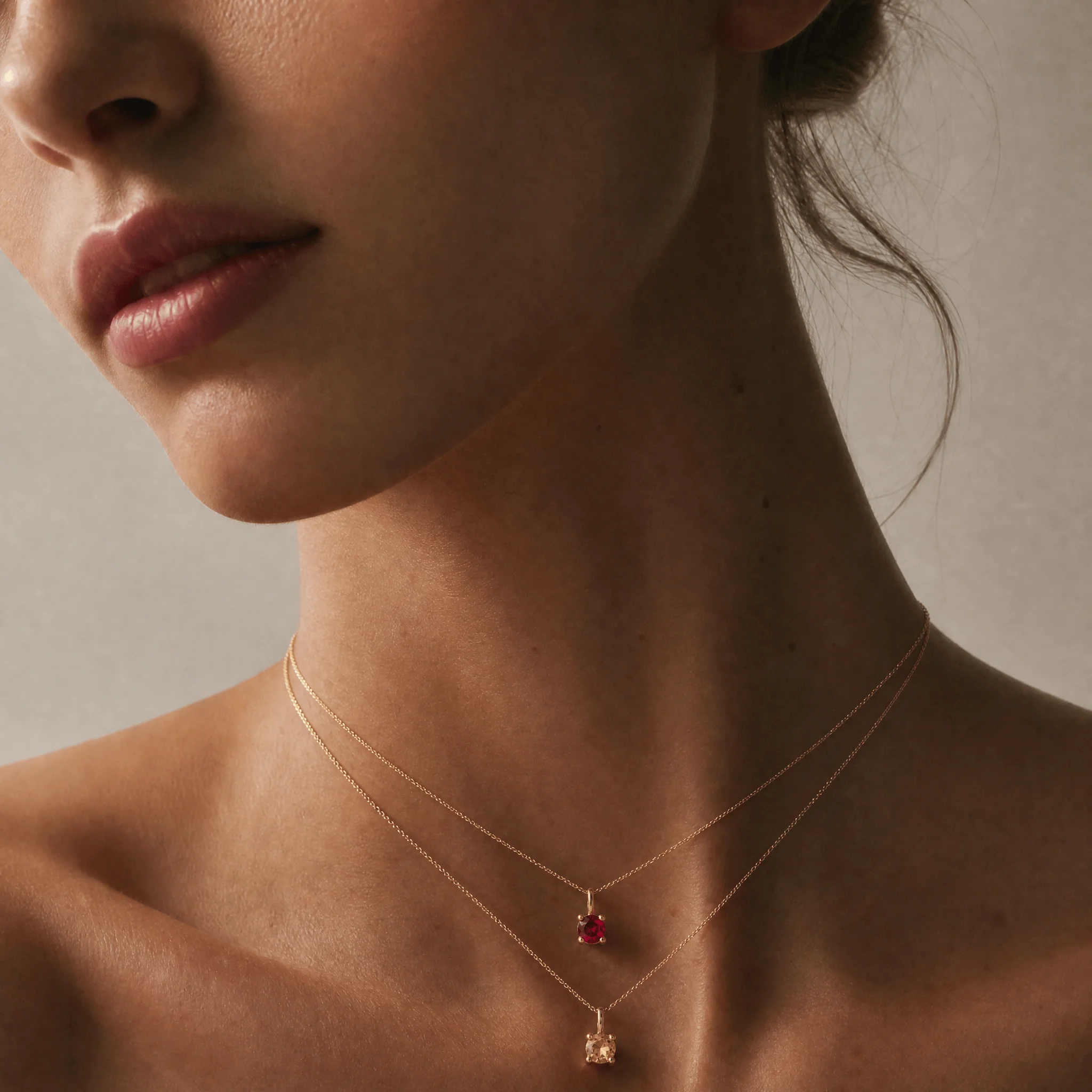 Created Ruby Round Pendant in 9ct Yellow Gold - Image 2