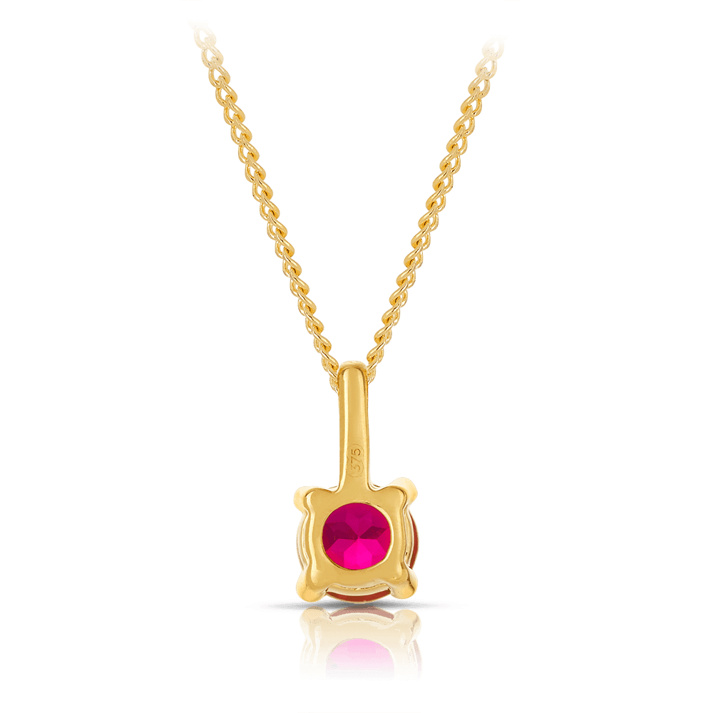 Created Ruby Round Pendant in 9ct Yellow Gold - Image 3