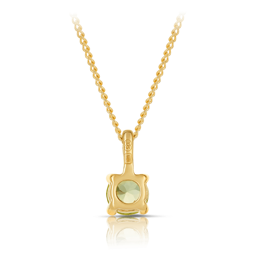 Peridot Round Pendant in 9ct Yellow Gold - Image 3