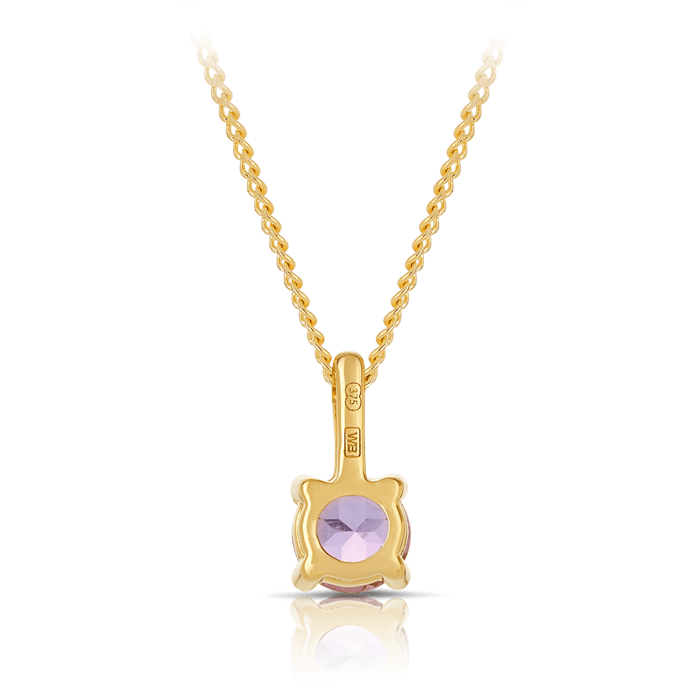 Amethyst Round Pendant in 9ct Yellow Gold - Image 3