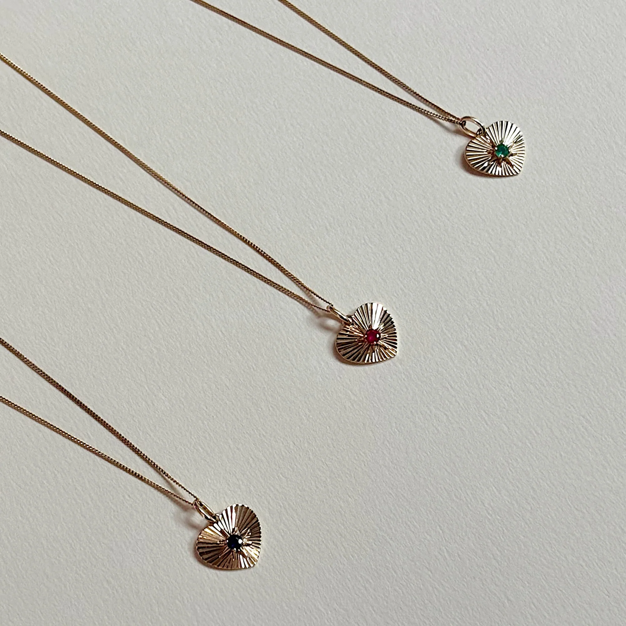 Created Ruby Heart Starburst Pendant in 9ct Yellow Gold - Image 3