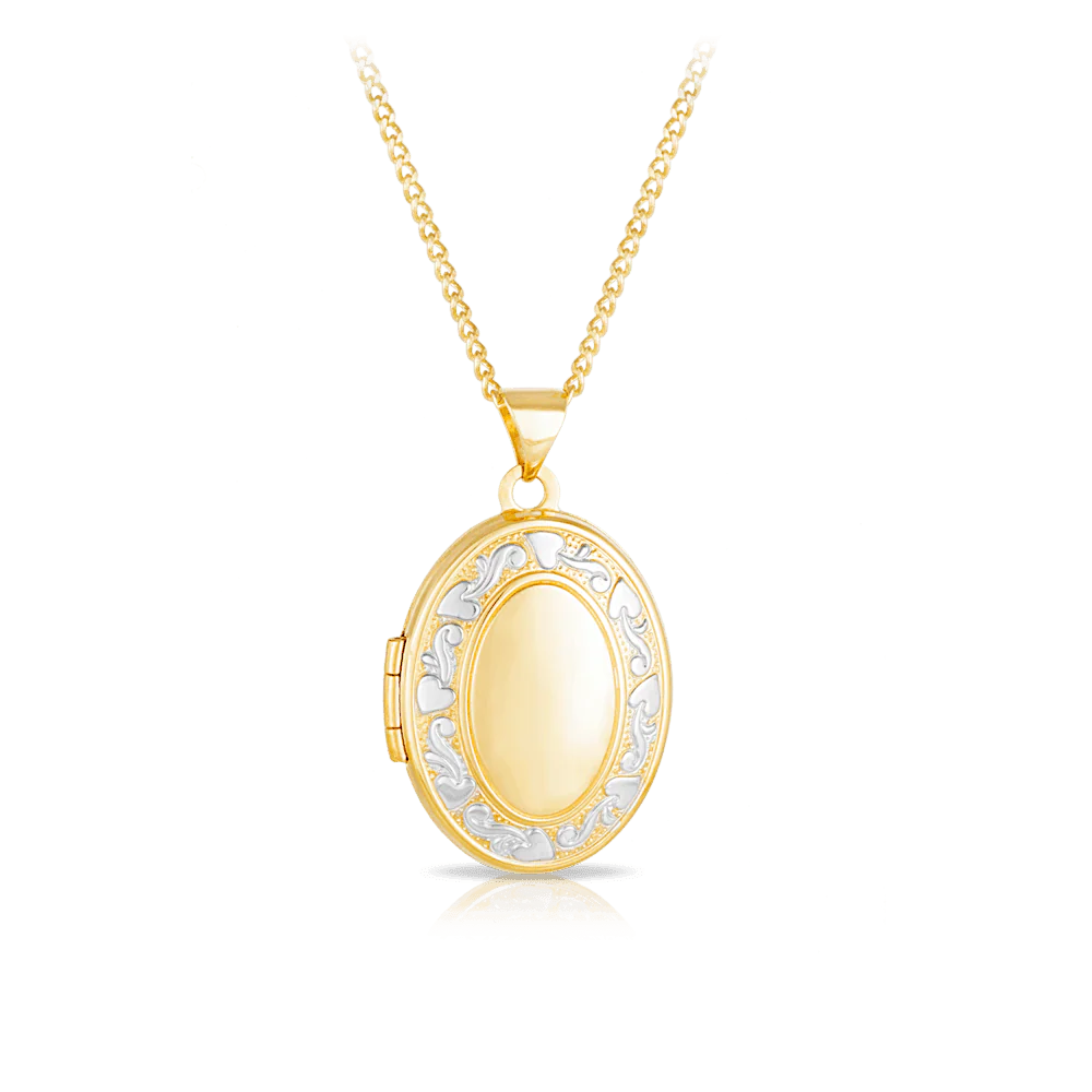 Engraved Oval Locket in 9ct Yellow Gold