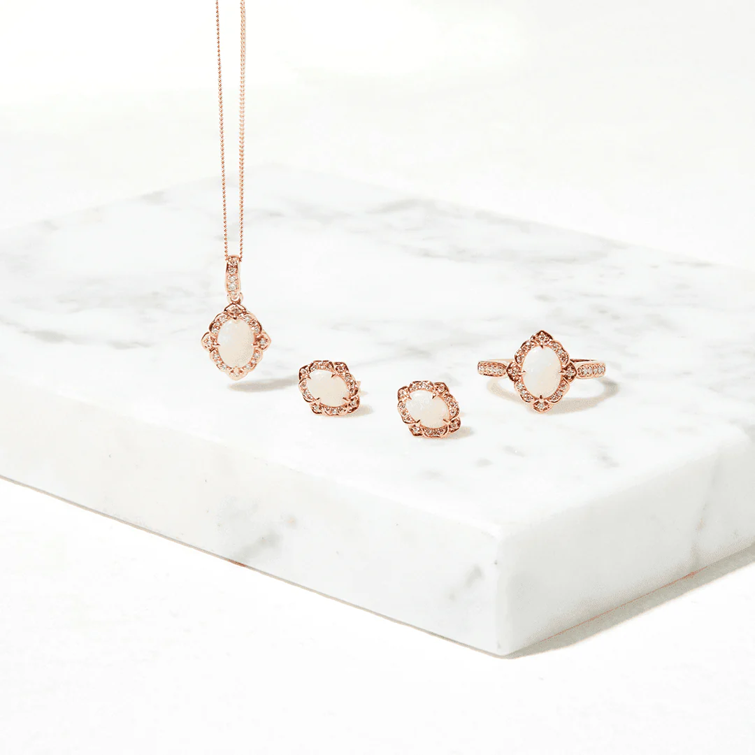 Opal and Diamond Oval Earrings in 9ct Rose Gold - Image 4