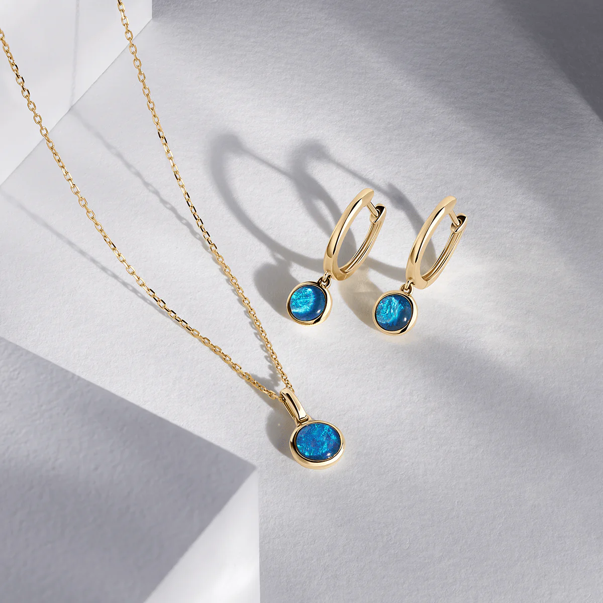 Triplet Opal Drop Earrings in 9ct Yellow Gold - Image 2
