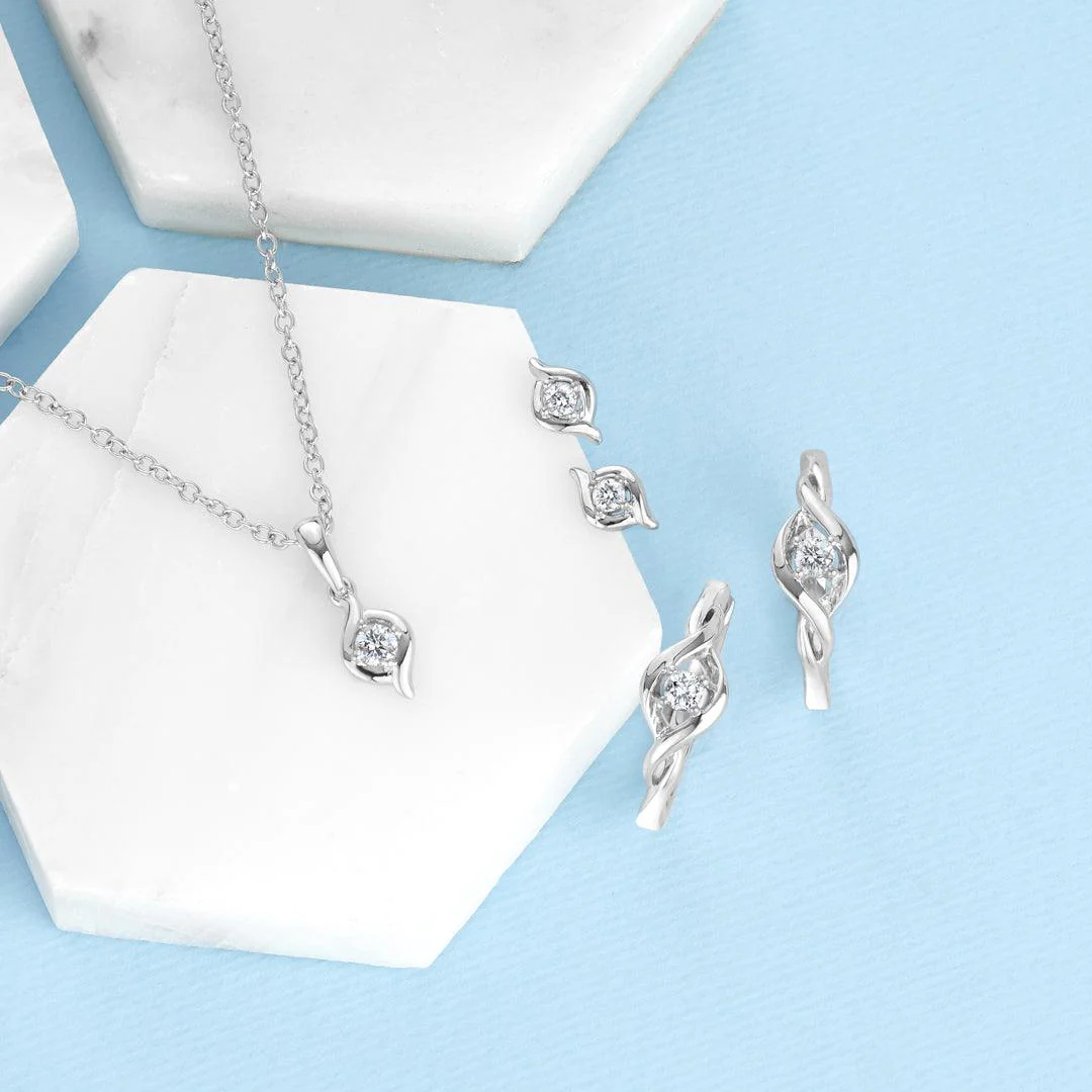 I Treasure® Diamond and Sterling Silver Stud Earrings - Image 3