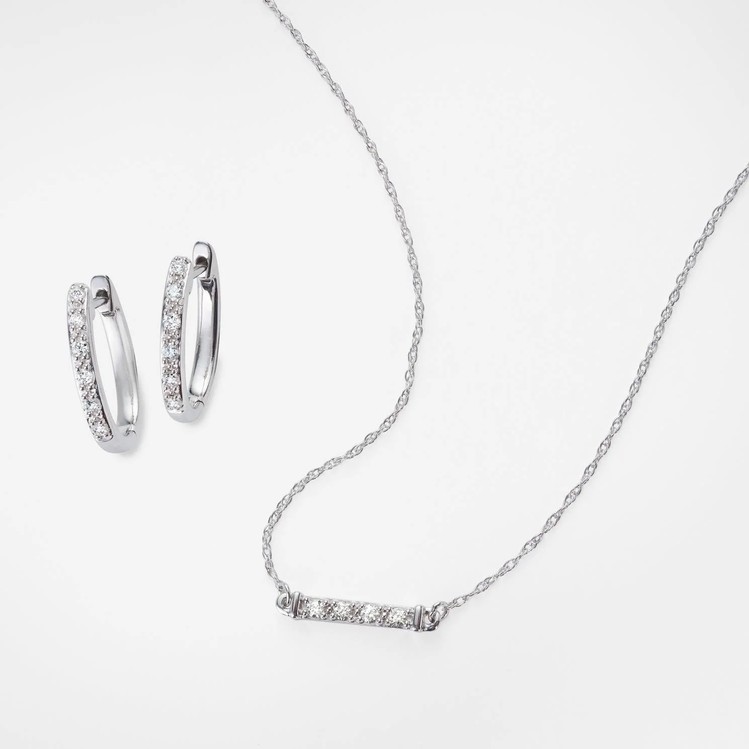 Diamond and Sterling Silver Huggie Earrings - Image 3