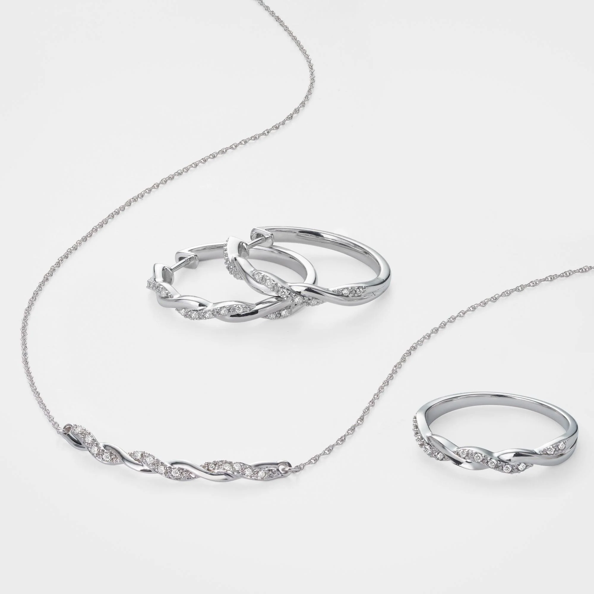 I Treasure® Diamond and Sterling Silver Twist Necklace - Image 3