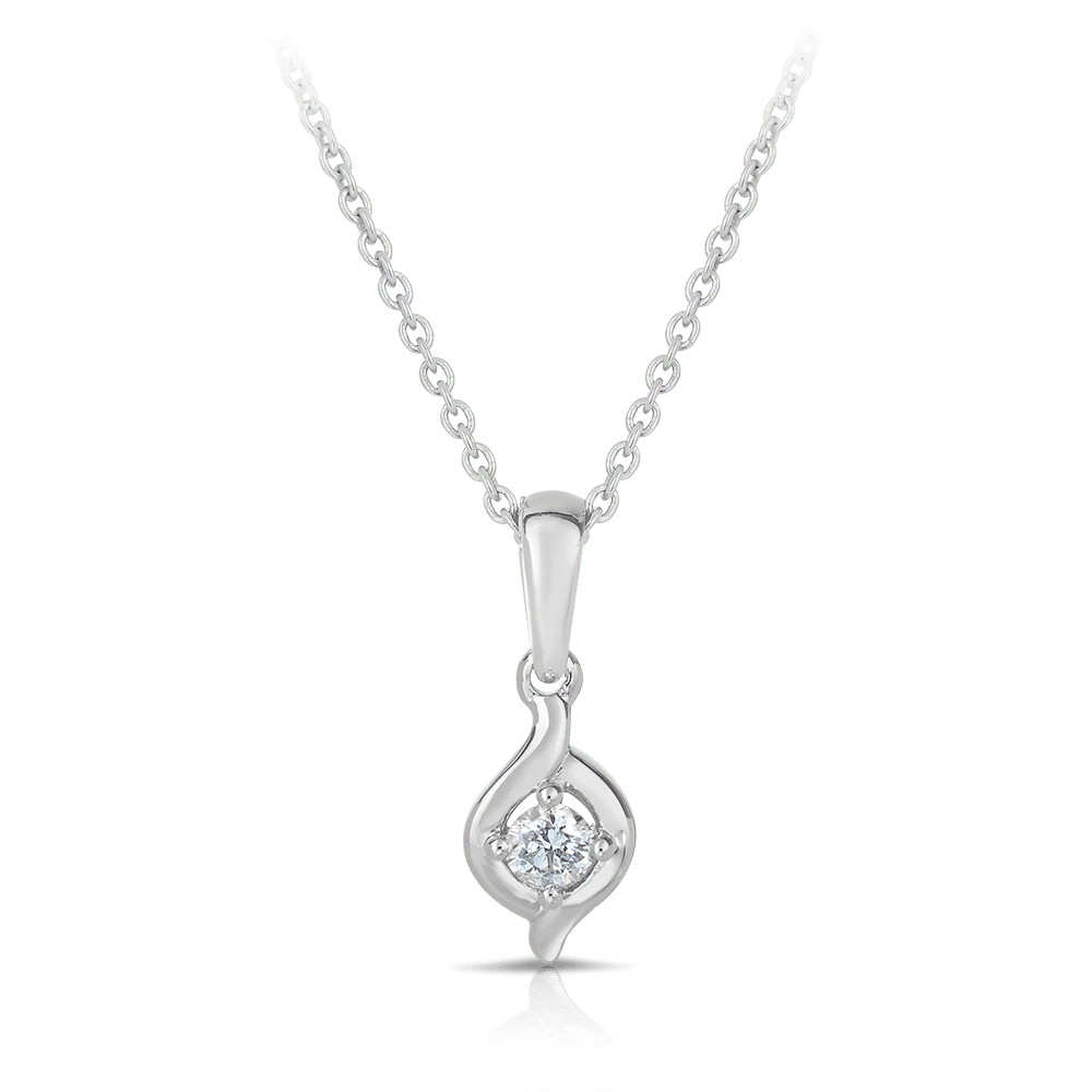 I Treasure® Diamond and Sterling Silver Twist Pendant TDW 0.080ct