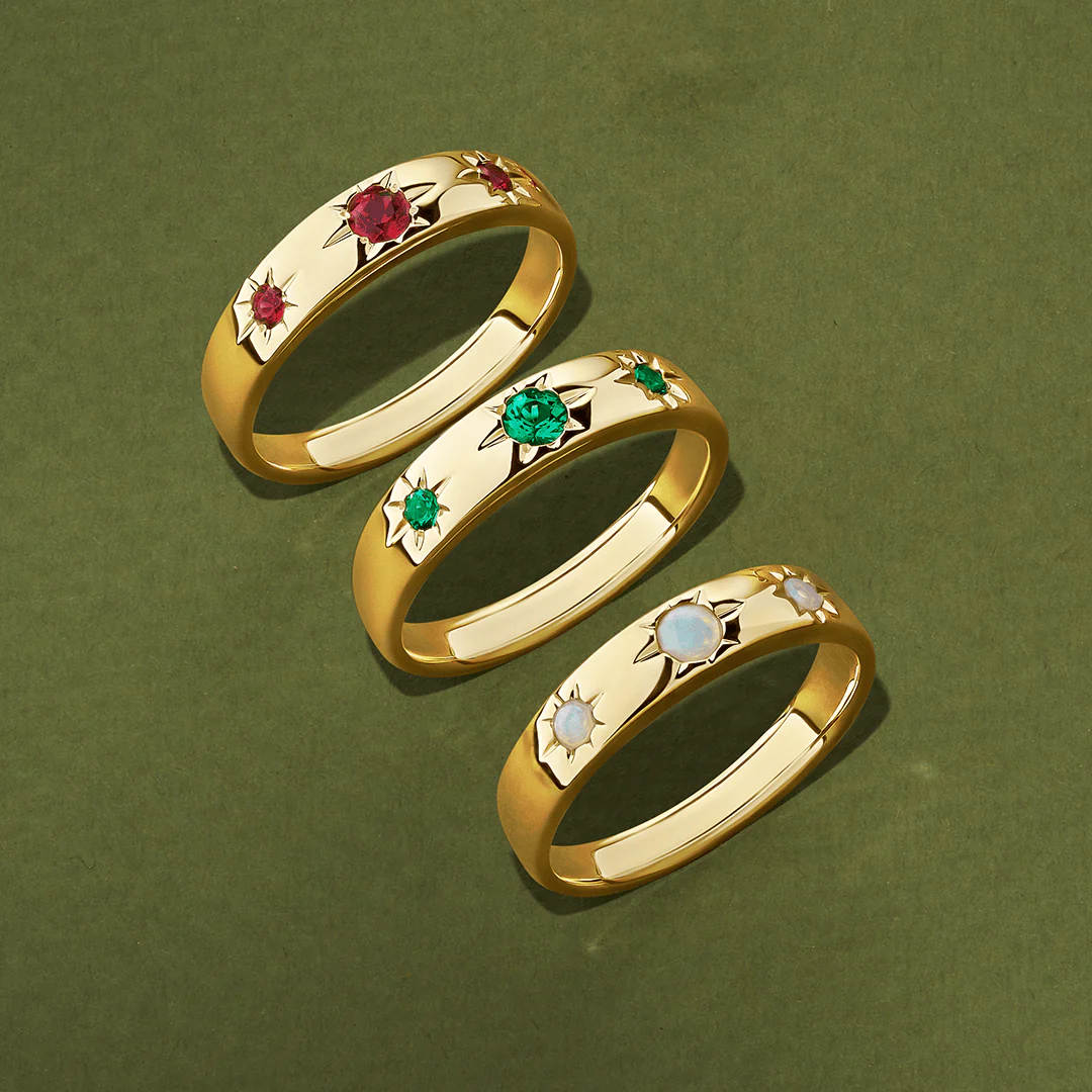 Solid Opal Star Set Band in 9ct Yellow Gold - Image 5