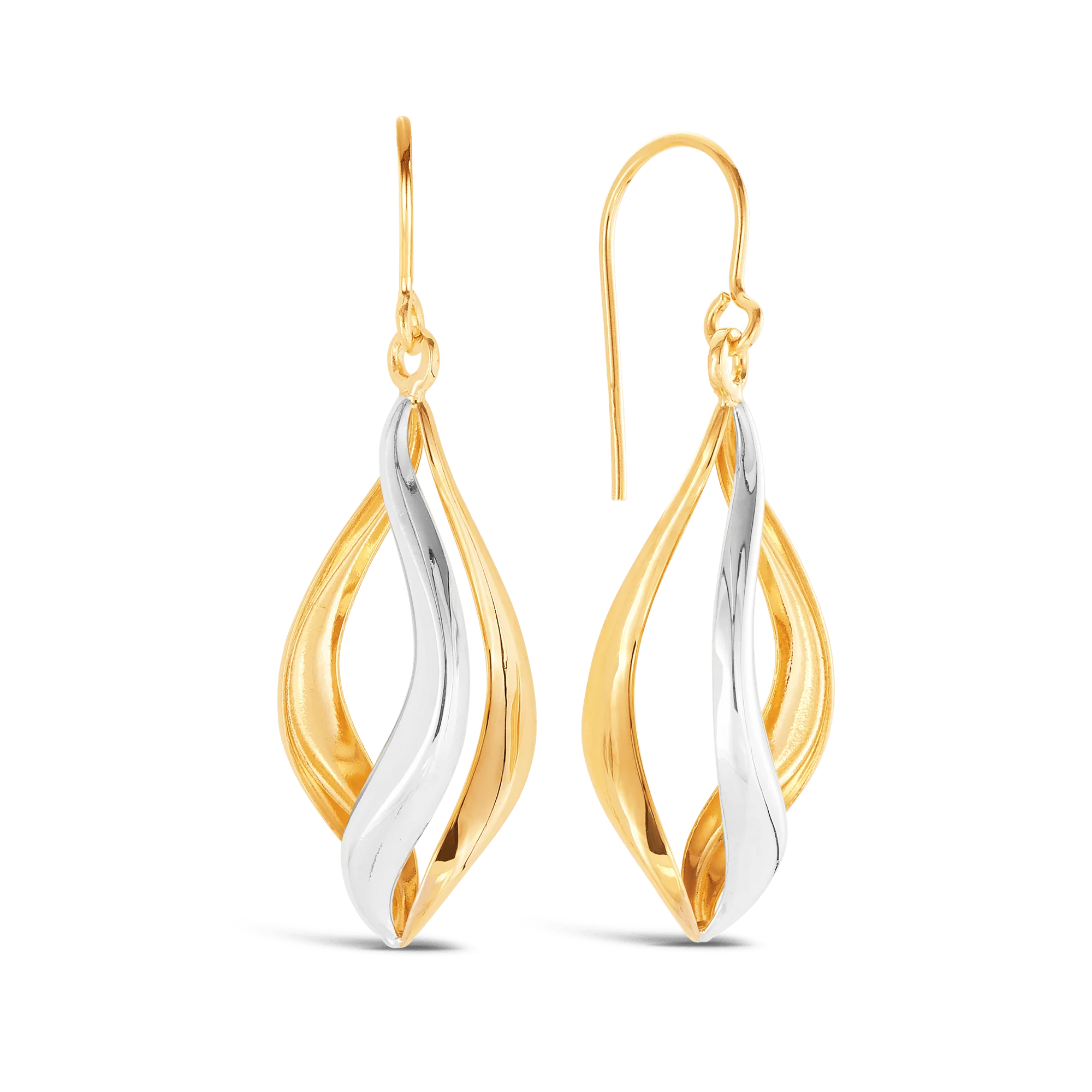 Drop Earrings in 9ct Yellow and White Gold