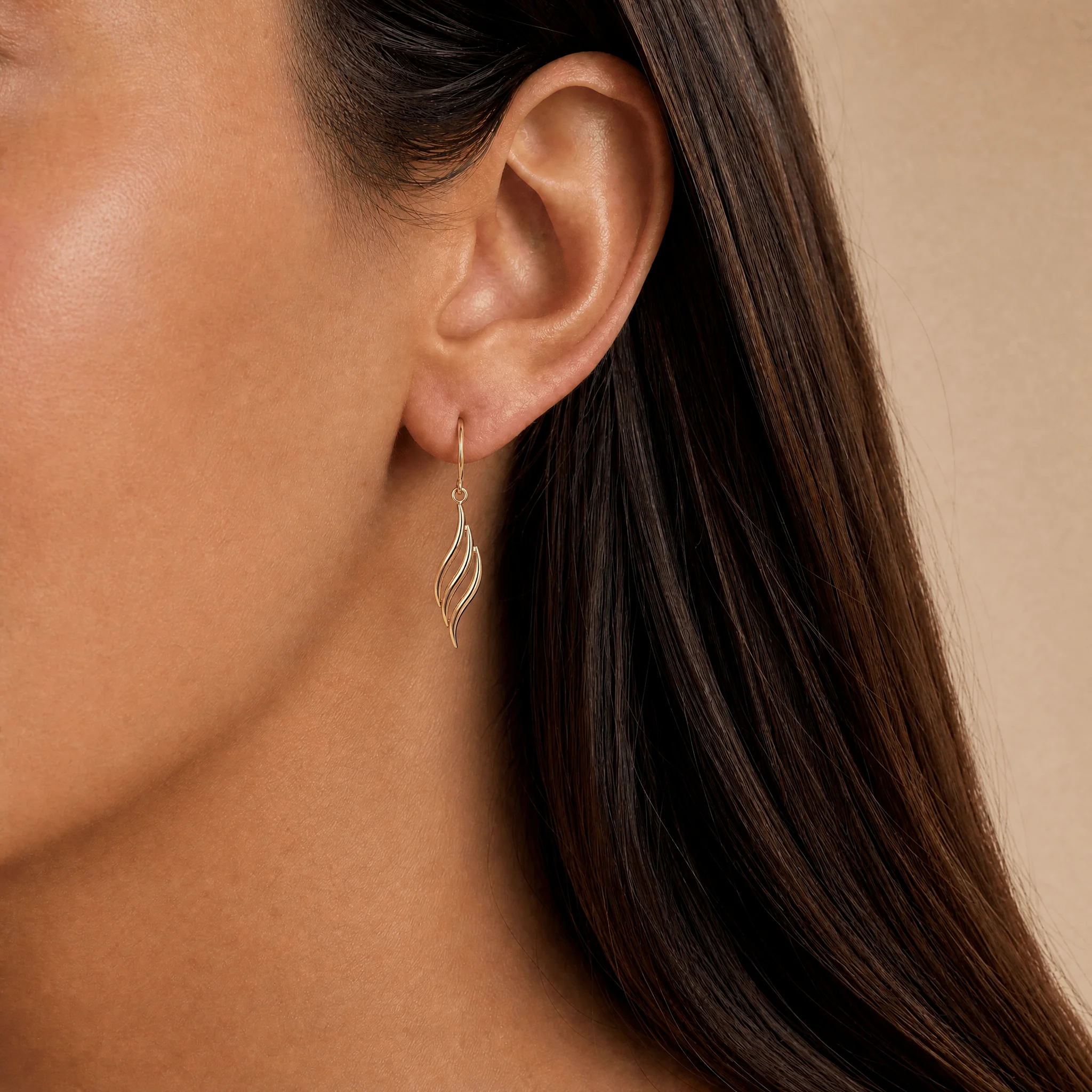Twist Drop Earrings in 9ct Yellow Gold - Image 2