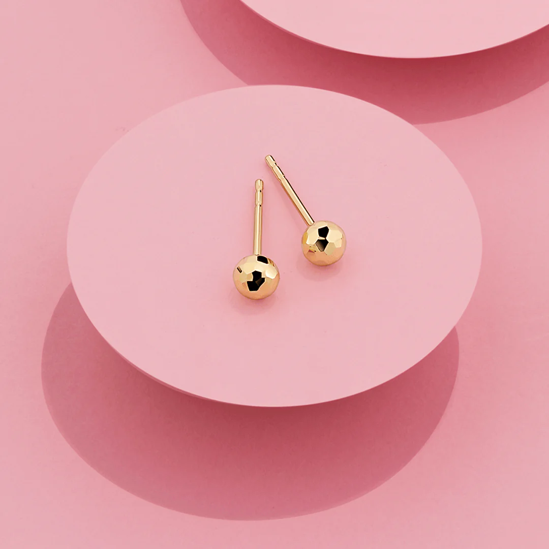 Ball Stud Earrings in 9ct Yellow Gold - Image 2