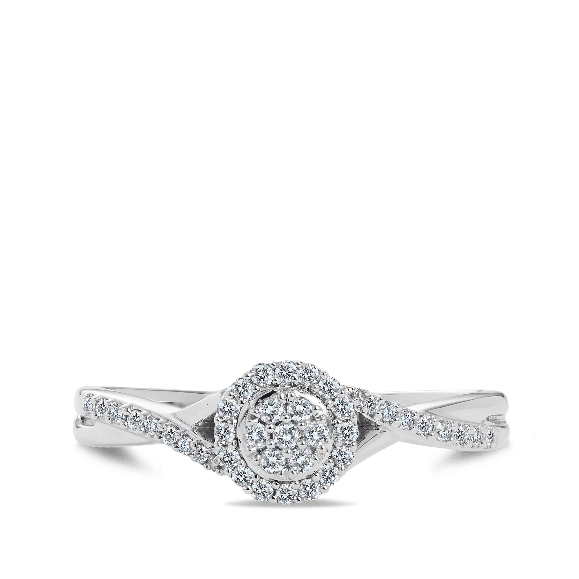 I Will® Round Brilliant Cut Diamond Cluster Round Halo Promise Ring in 9ct White Gold - Image 3